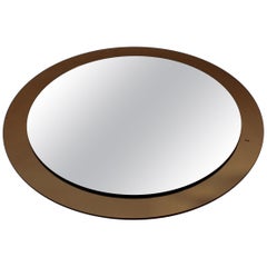 1970s Large Round Wall Mirror by Cristal Lupi Luxor