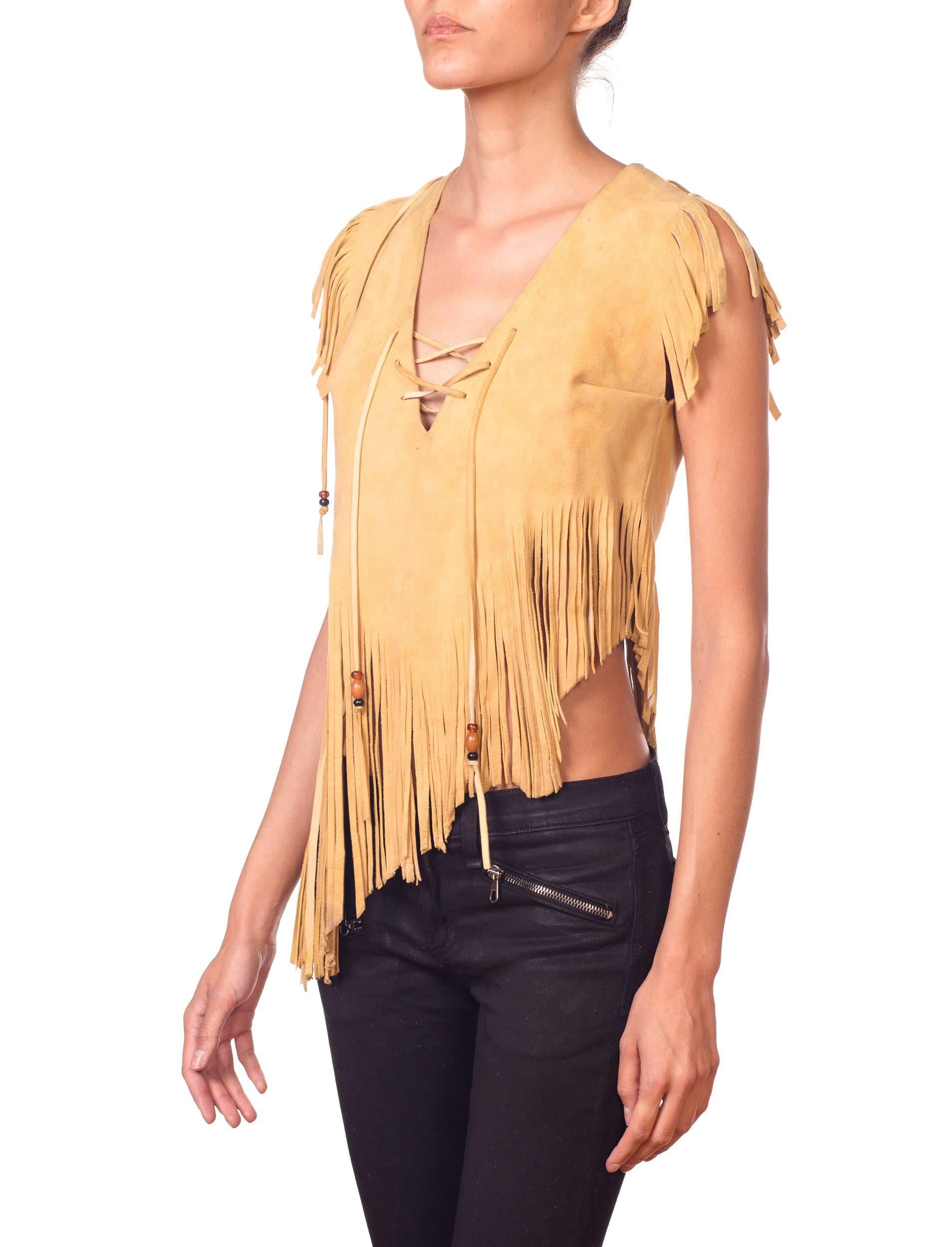 suede fringe crop top