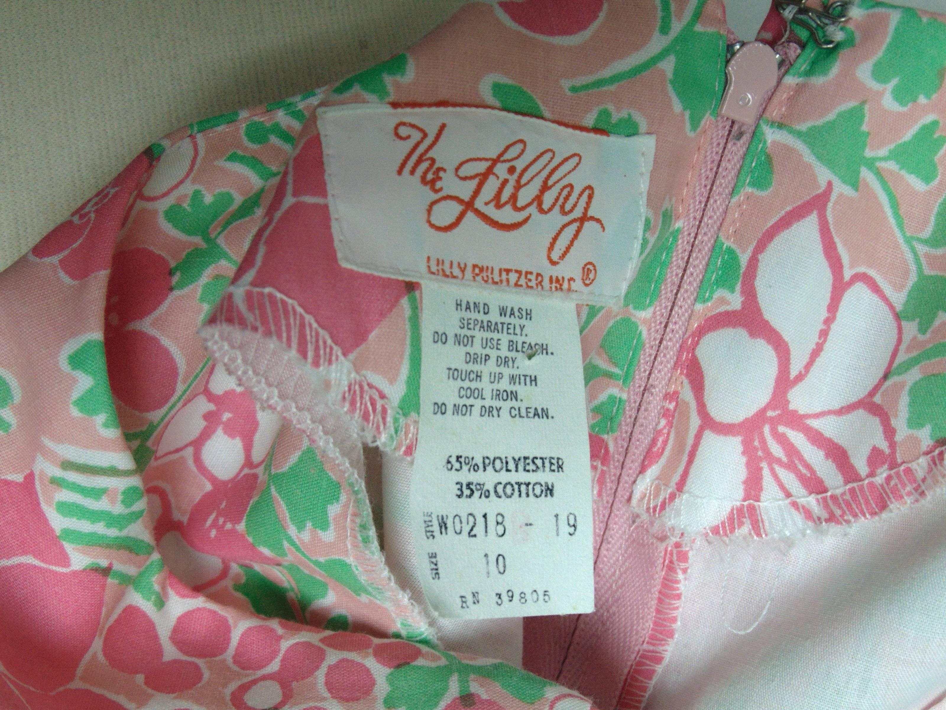 70er Jahre Lilly Pulitzer Kleid The Lilly Floral Scallop Print Spitzenbesatz Seltenes Vintage im Angebot 4