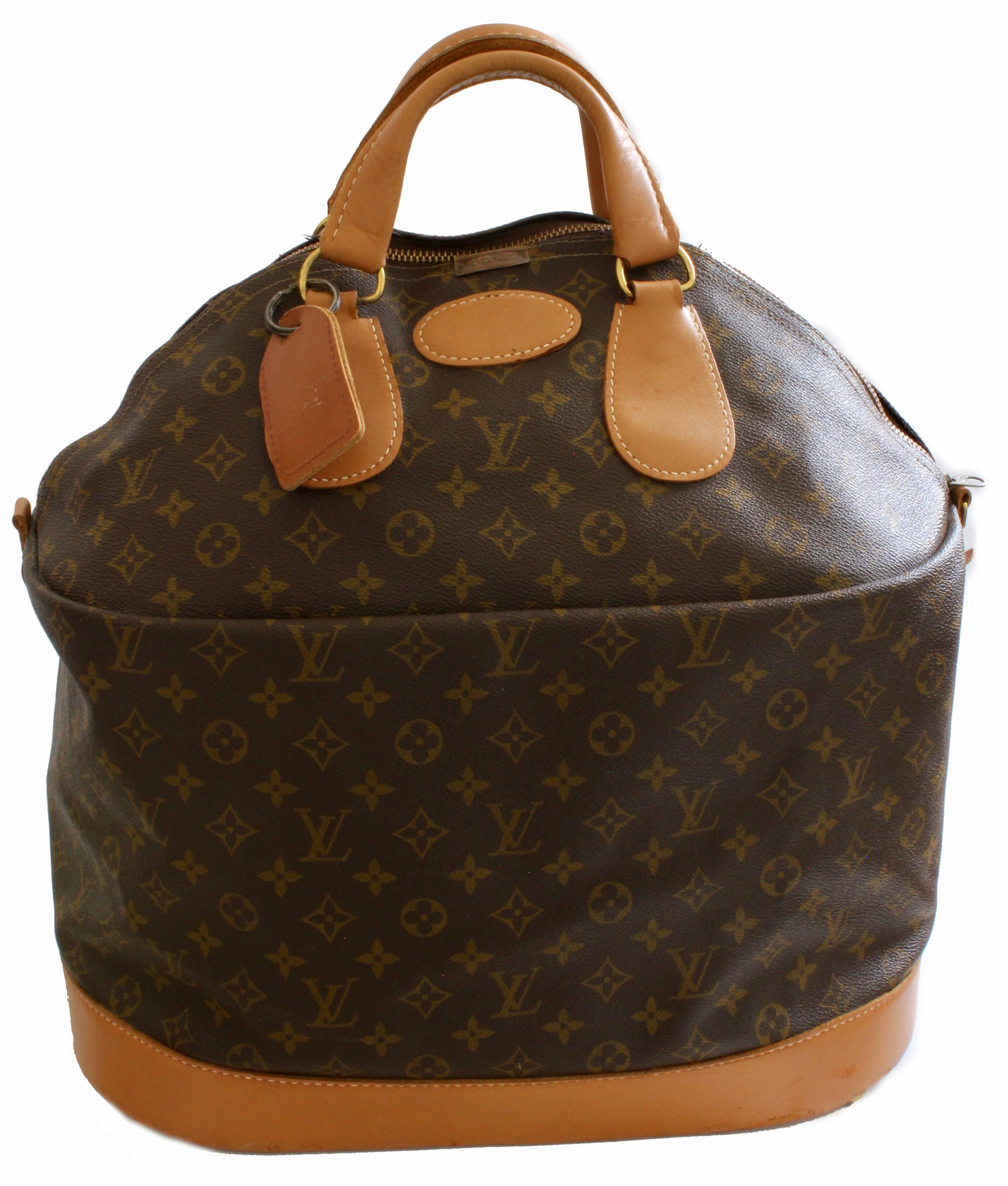 Brown 70s Louis Vuitton Large Steamer Bag Monogram Travel Tote Saks 5th Ave 