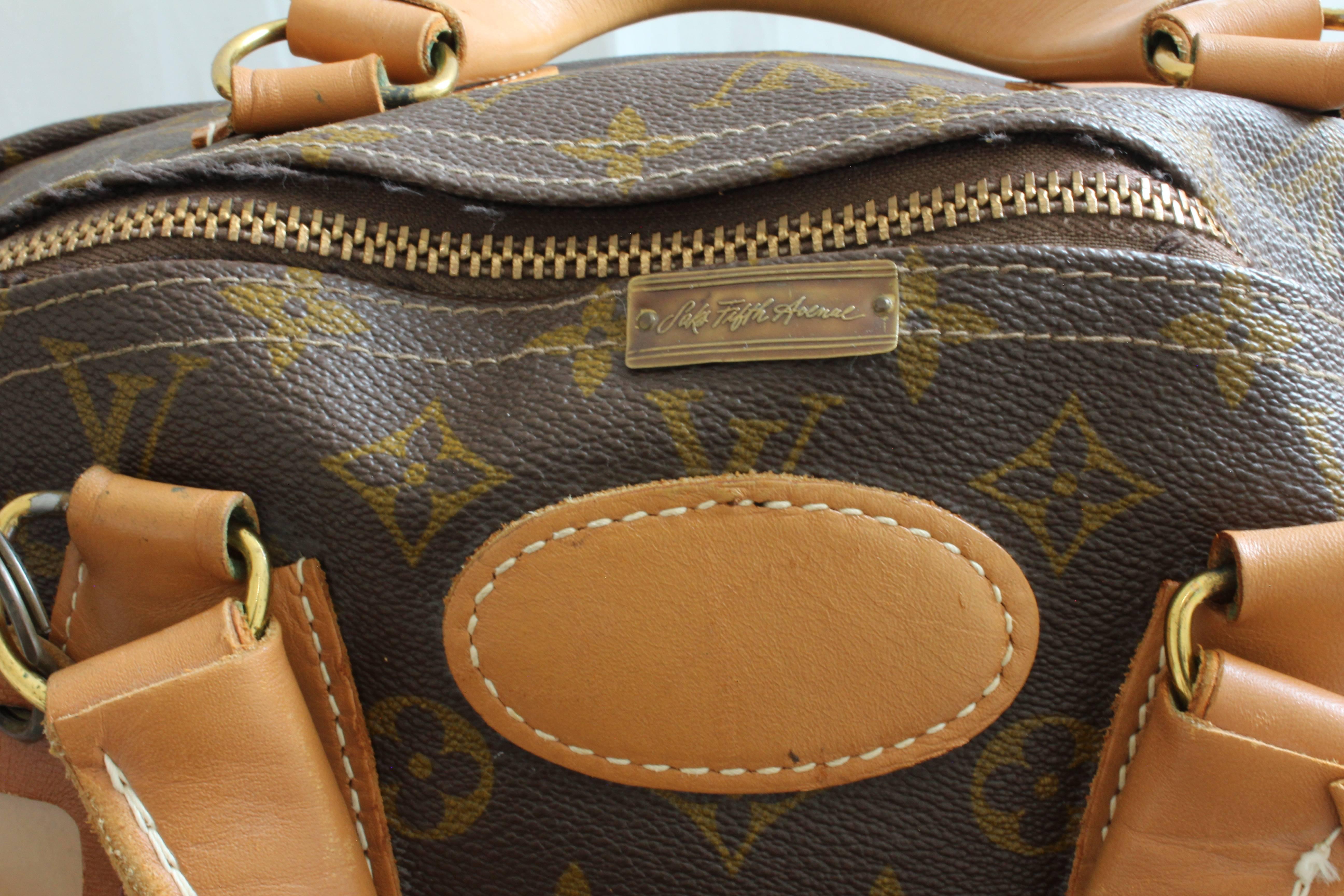 70s Louis Vuitton Large Steamer Bag Monogram Travel Tote Saks 5th Ave  In Good Condition In Port Saint Lucie, FL