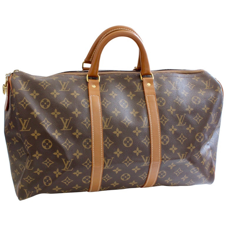 70s Louis Vuitton Monogram Keepall Travel Duffle Bag French Company 45cm  Rare