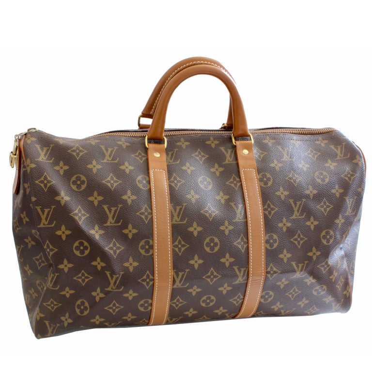70s Louis Vuitton Monogram Keepall Travel Duffle Bag French Company 70s Louis Vuitton Monogram Keepall Travel Duffle Bag French Company 45cm Rare For