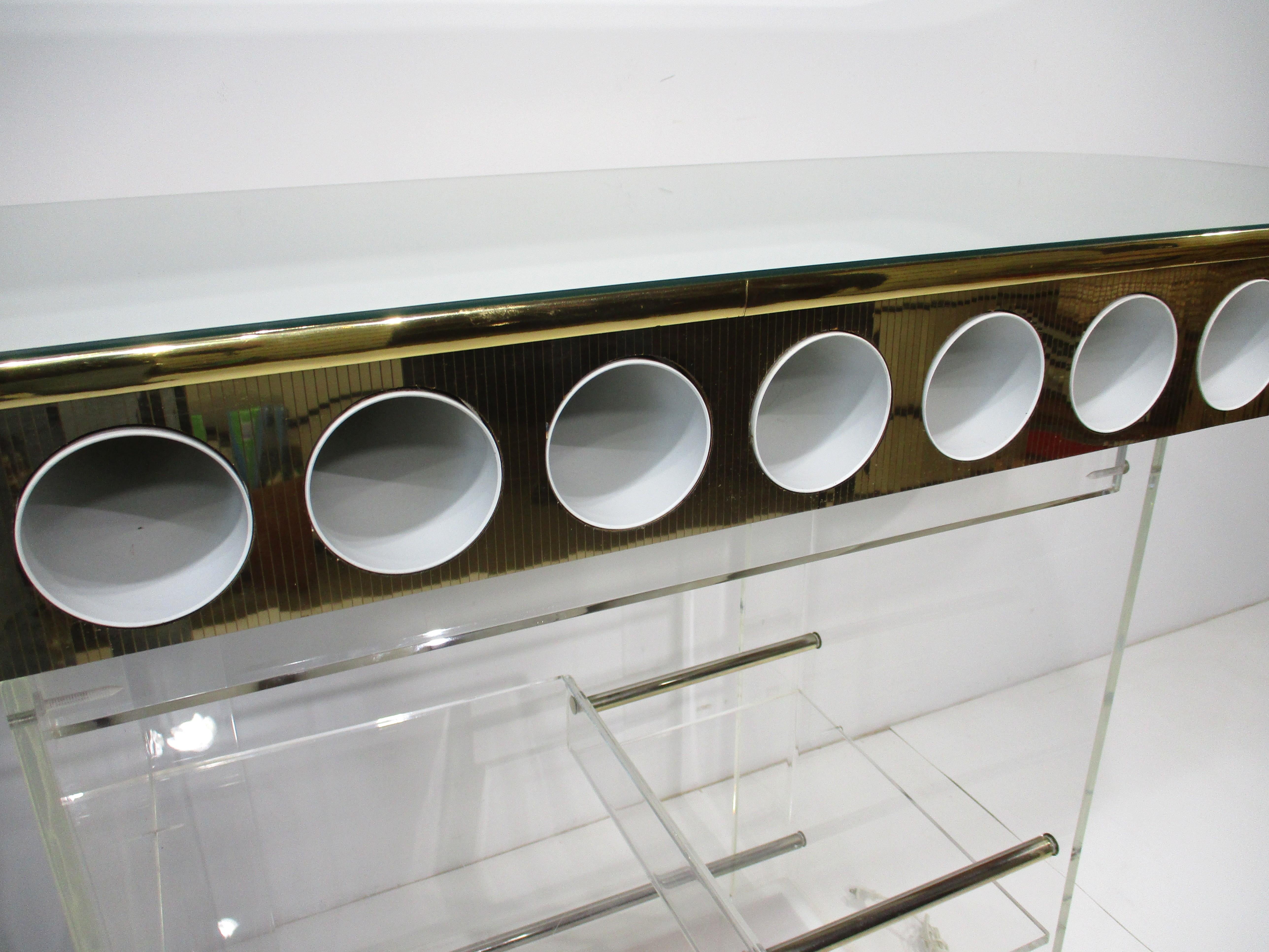 70's Charles Hollis Jones Styled Lucite Bar and Stools by Hill Mfg. For Sale 3