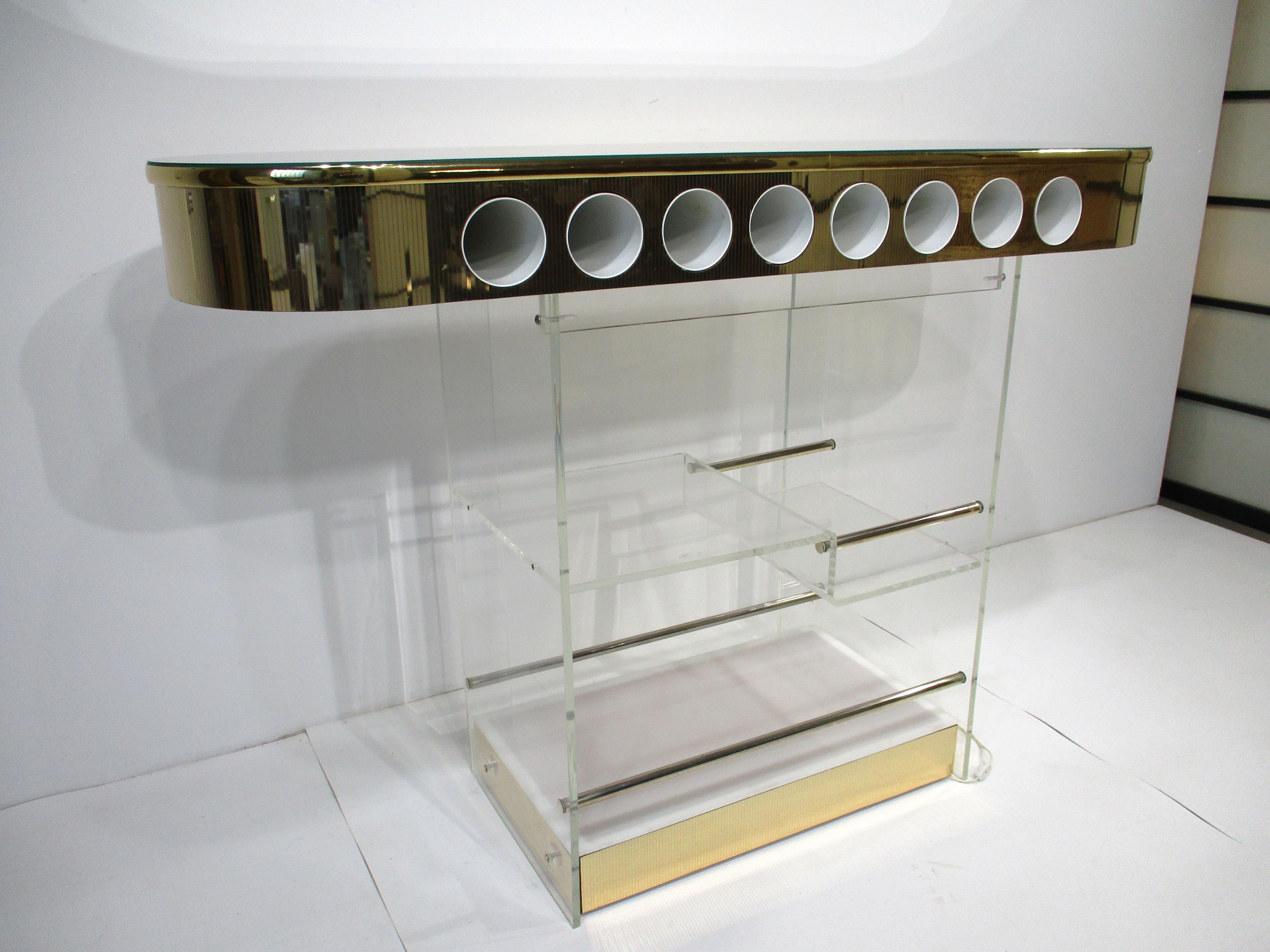 70's Charles Hollis Jones Styled Lucite Bar and Stools by Hill Mfg. For Sale 4