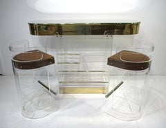 70's Charles Hollis Jones Styled Lucite Bar and Stools by Hill Mfg.