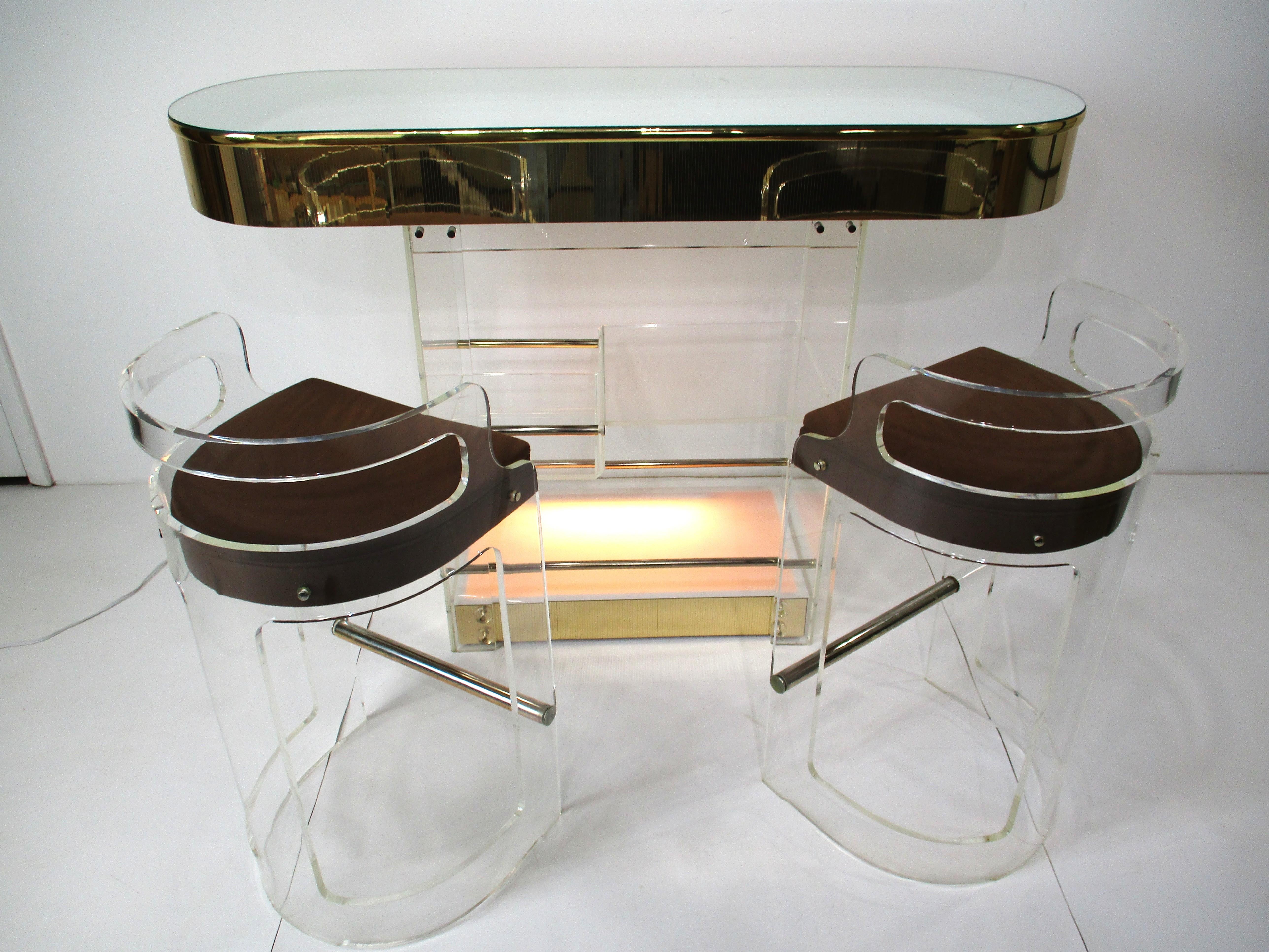 70's Charles Hollis Jones Styled Lucite Bar and Stools by Hill Mfg. For Sale 13