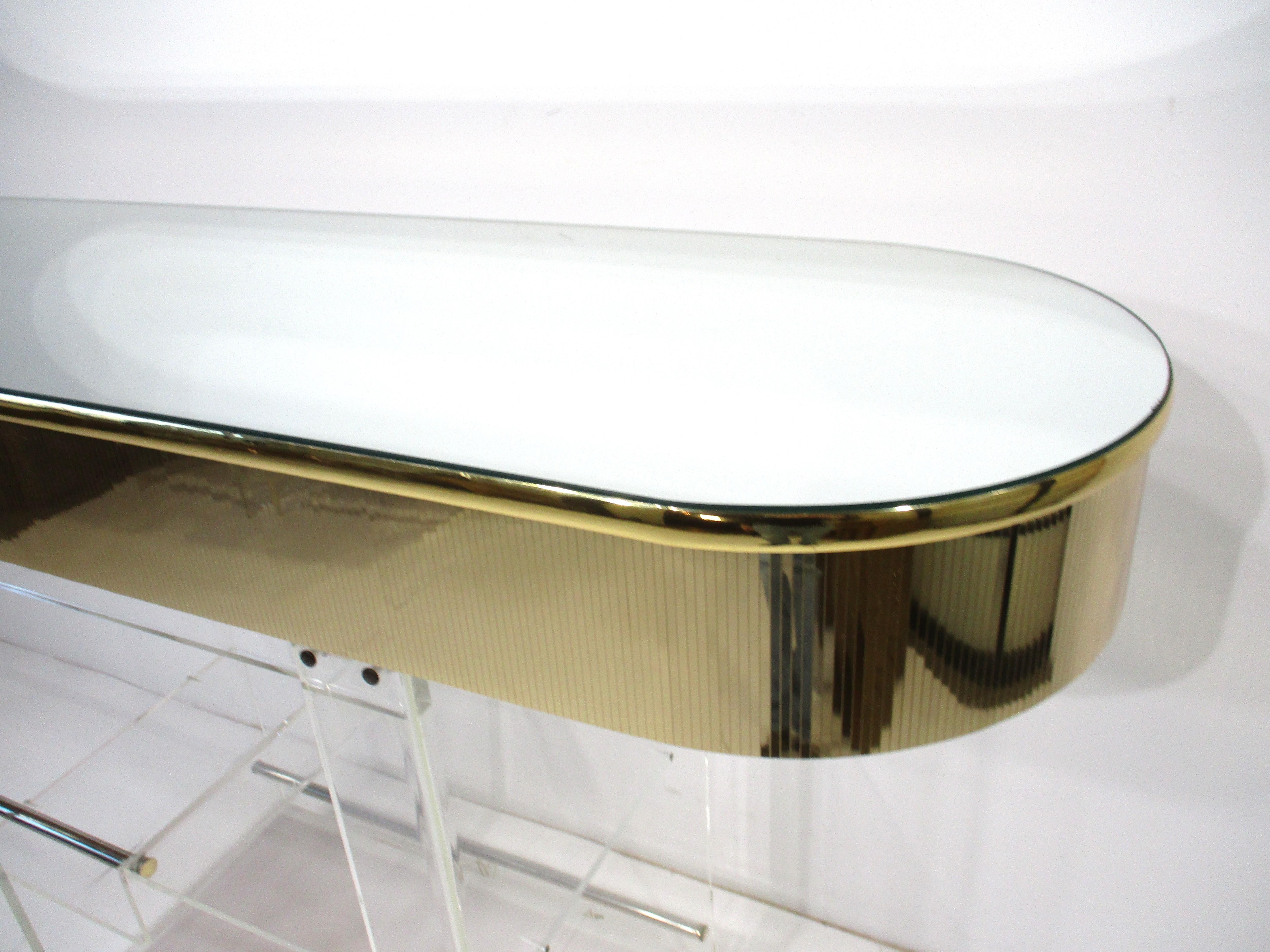 70's Charles Hollis Jones Styled Lucite Bar and Stools by Hill Mfg. For Sale 1