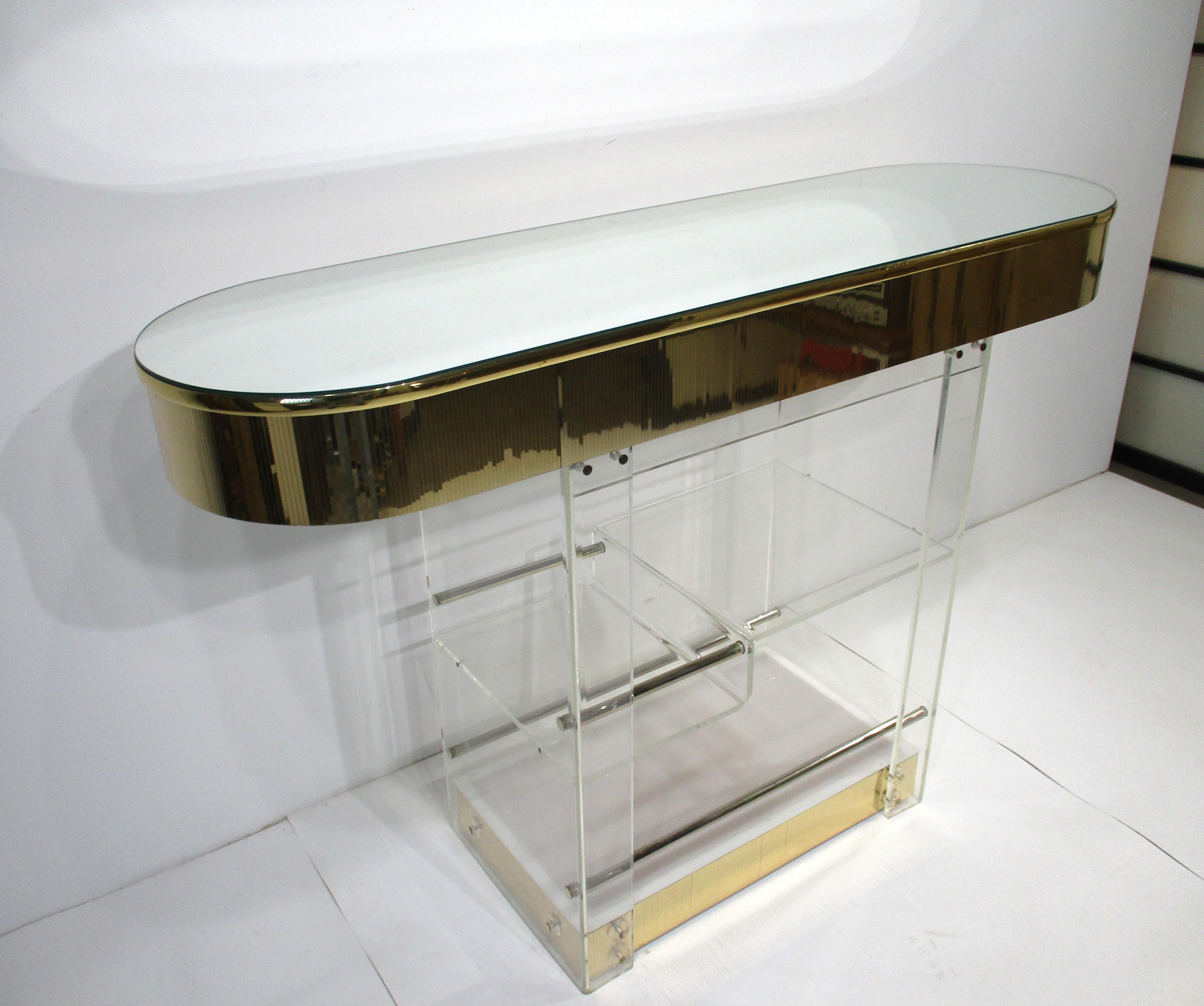 70's Charles Hollis Jones Styled Lucite Bar and Stools by Hill Mfg. For Sale 2