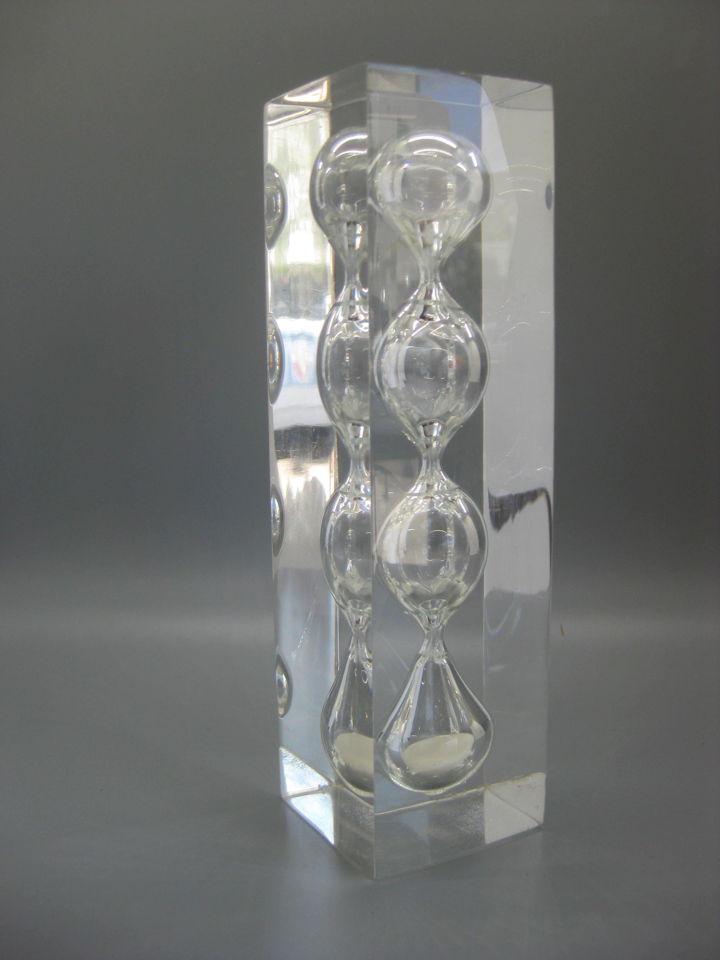 20th Century Lucite Hourglass Sand Timer Sculpture in the Manner of Charles Hollis Jones For Sale