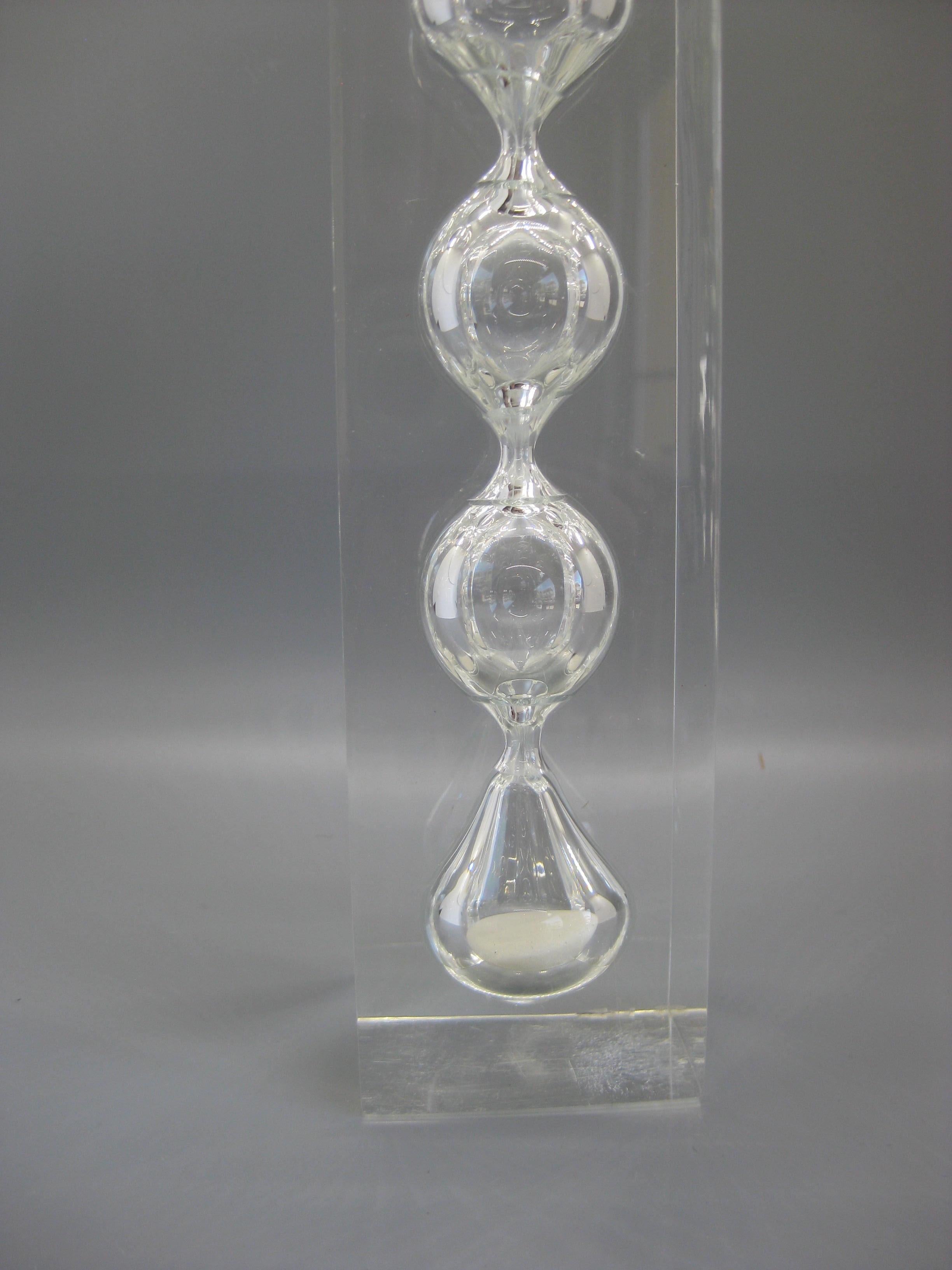 Lucite Hourglass Sand Timer Sculpture in the Manner of Charles Hollis Jones For Sale 2