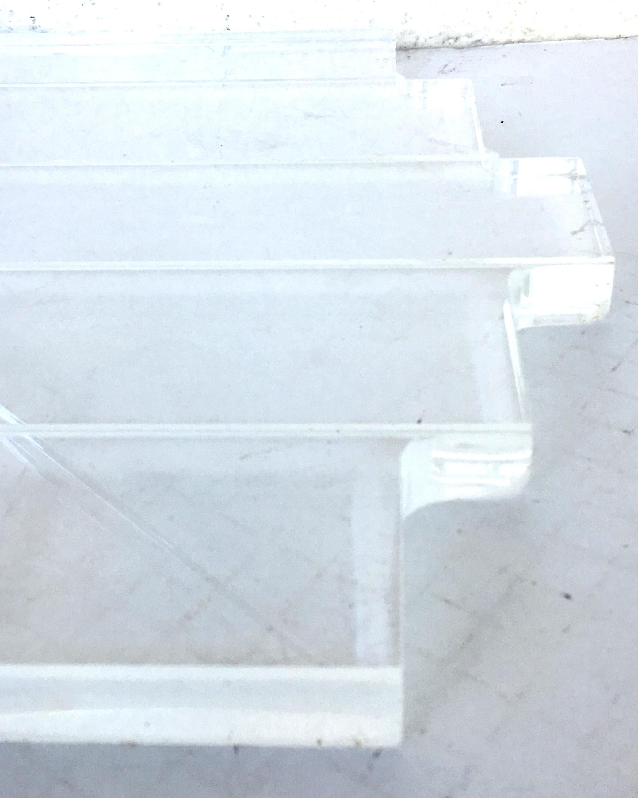 70's Lucite Pair Of  Slab Carved 