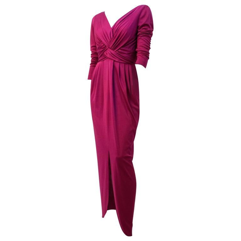 magenta satin jersey dress