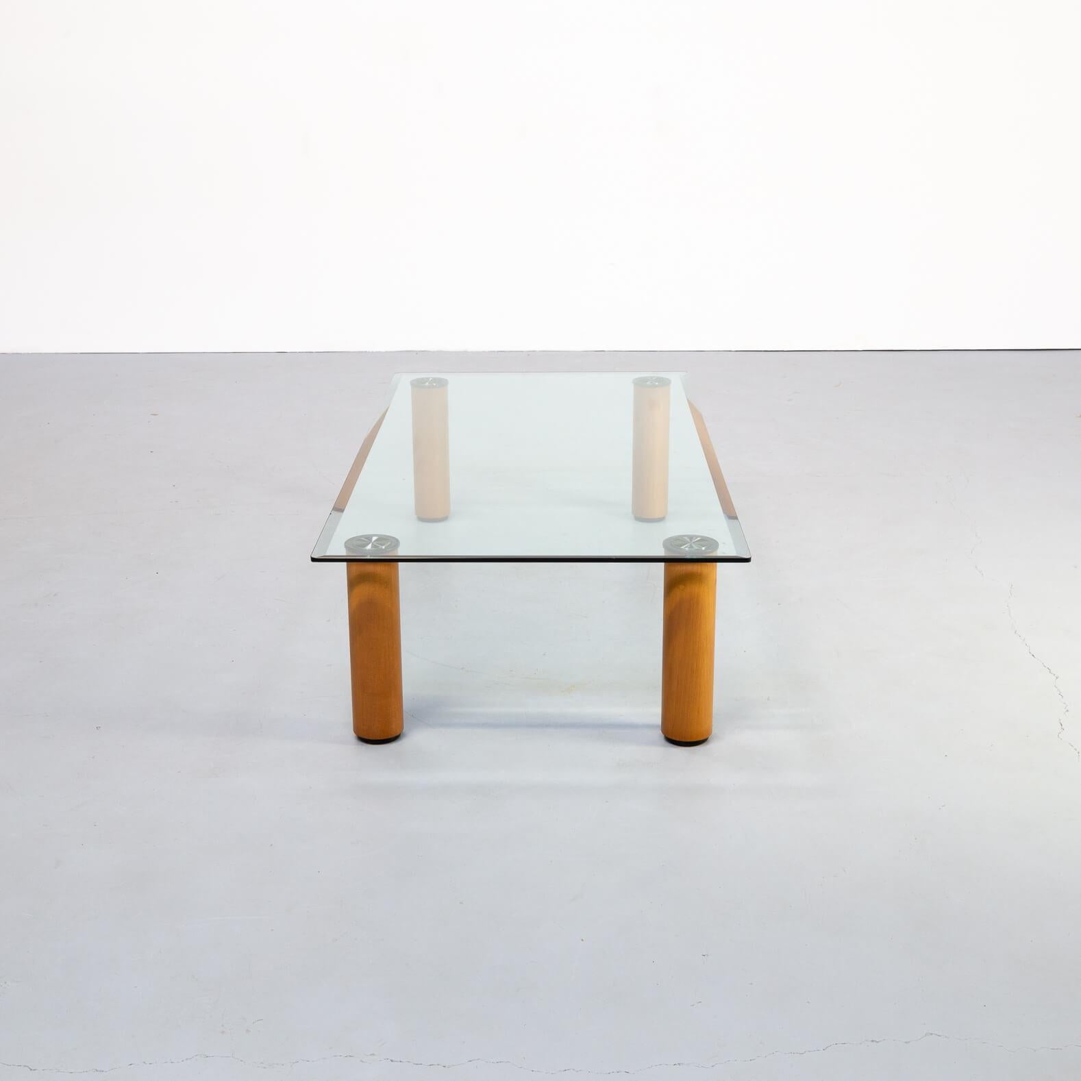 Beautiful glass coffee table by Marco Zanuso, designed in the 1970s Zanuso found a way to weld steel and crystal together. This innovative table is in good condition consists with age and use.