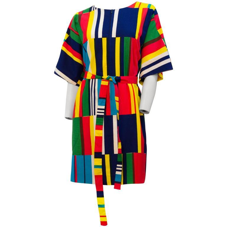 vintage marimekko dress 70s Design Research Berry Print Size Small Long Sleeve ring belt 70s Marimekko Printed Dress with