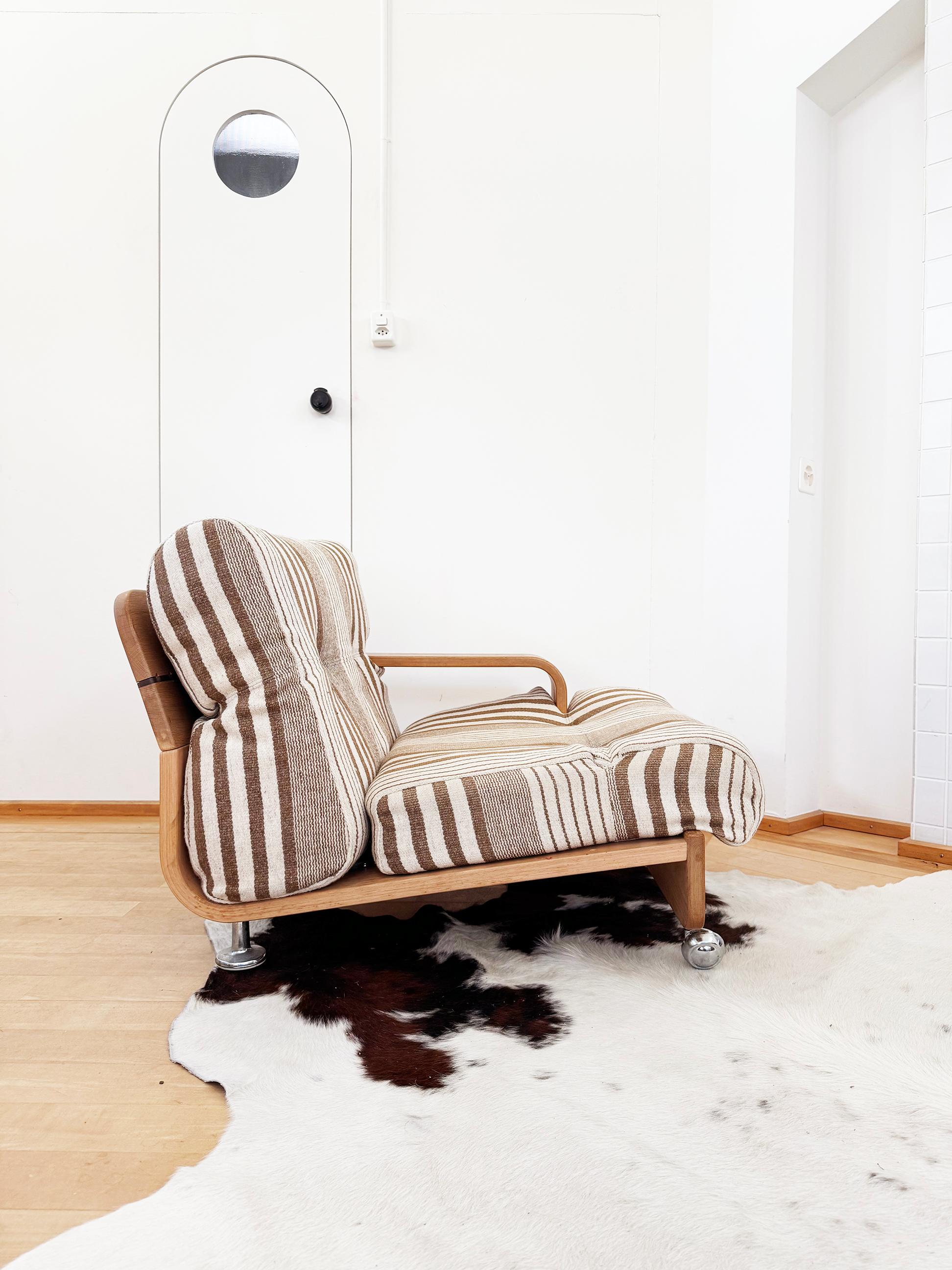 Sofá Loveseat de dos plazas de roble estilo Mario Bellini Cassina 