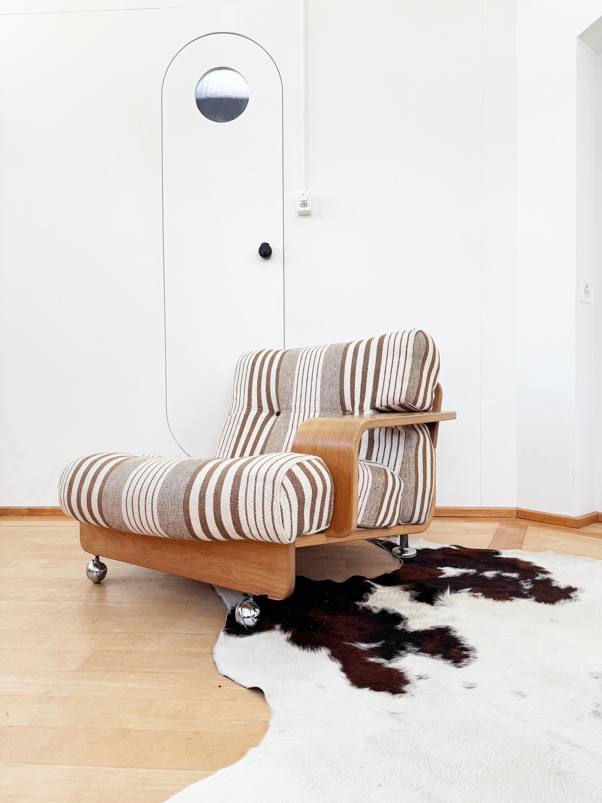 Sofá Loveseat de dos plazas de roble estilo Mario Bellini Cassina 