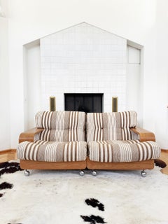 70s Mario Bellini Cassina "Pianura" style Oak Two Seater Sofa Loveseat (1 of 2)