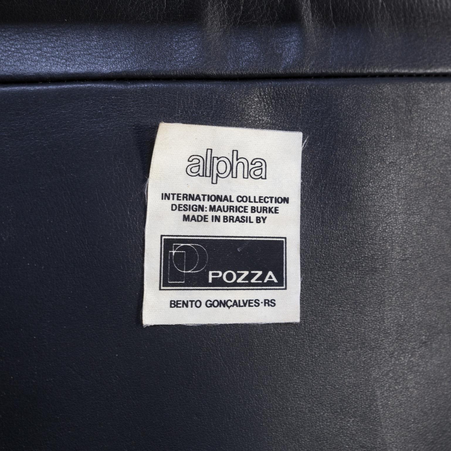 1970s Maurice Burke ‘Chelsea’ Black Leather Fauteuil/Safari Chair for Pozza Set 8