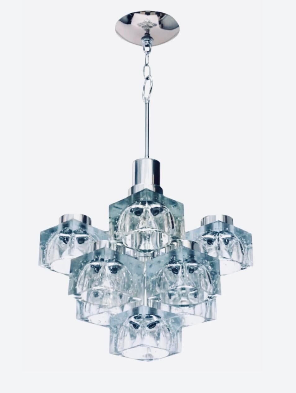 70s MCM Gaetano Sciolari 9 Light Chrome Ice Cube Chandelier Lightolier Italy For Sale 10