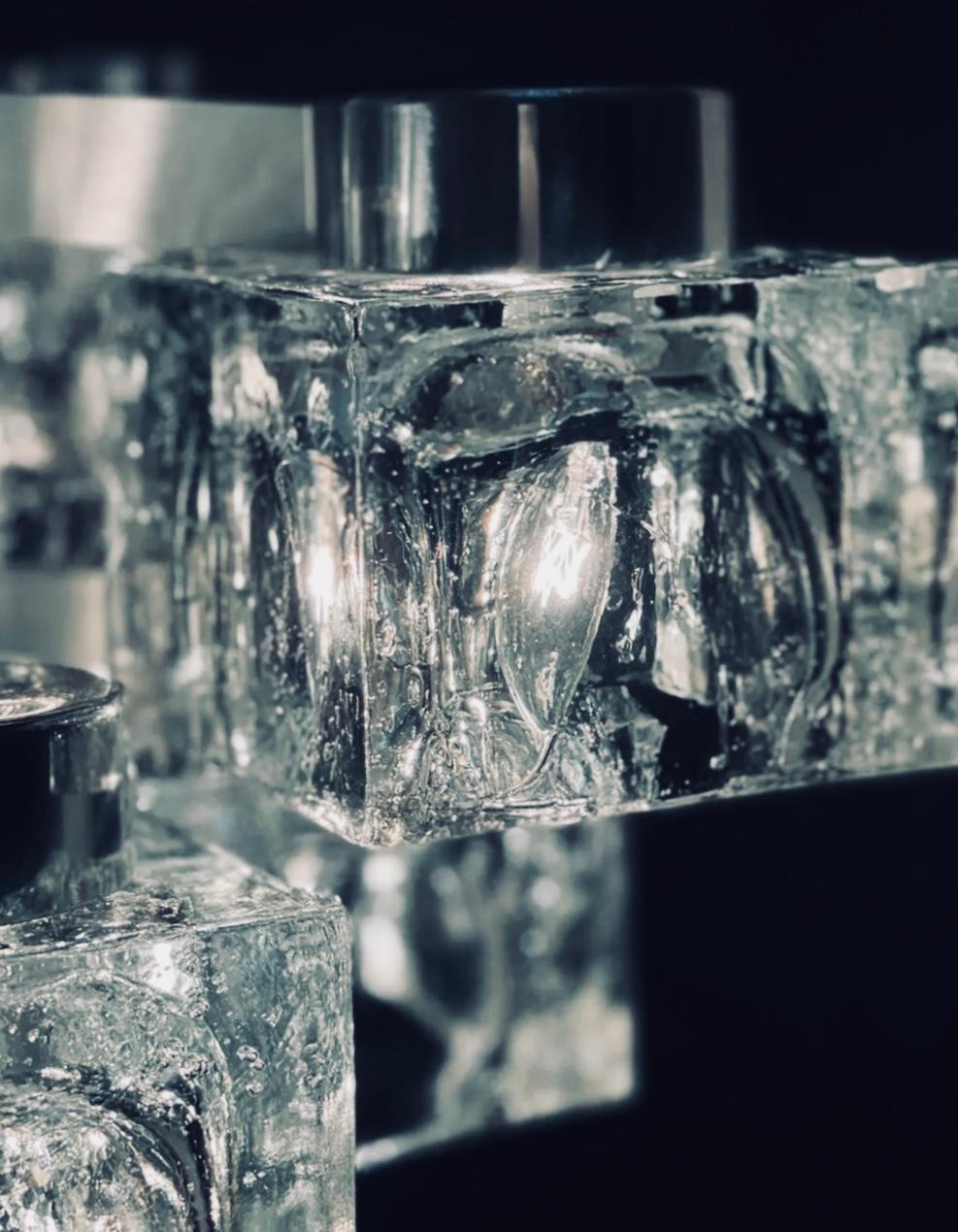 70s MCM Gaetano Sciolari 9 Light Chrome Ice Cube Chandelier Lightolier Italy For Sale 12