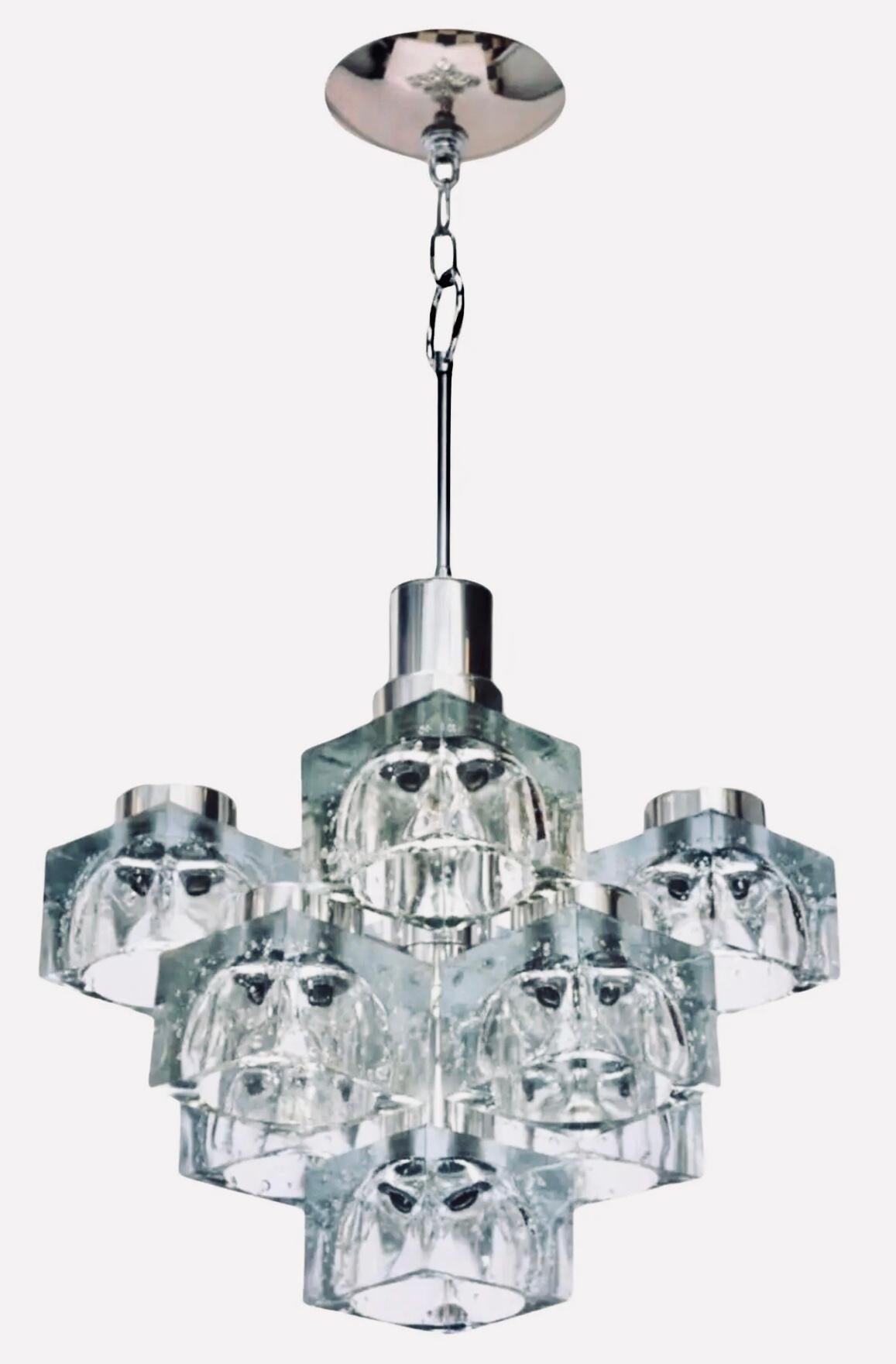 70s MCM Gaetano Sciolari 9 Light Chrome Ice Cube Chandelier Lightolier Italy For Sale 13