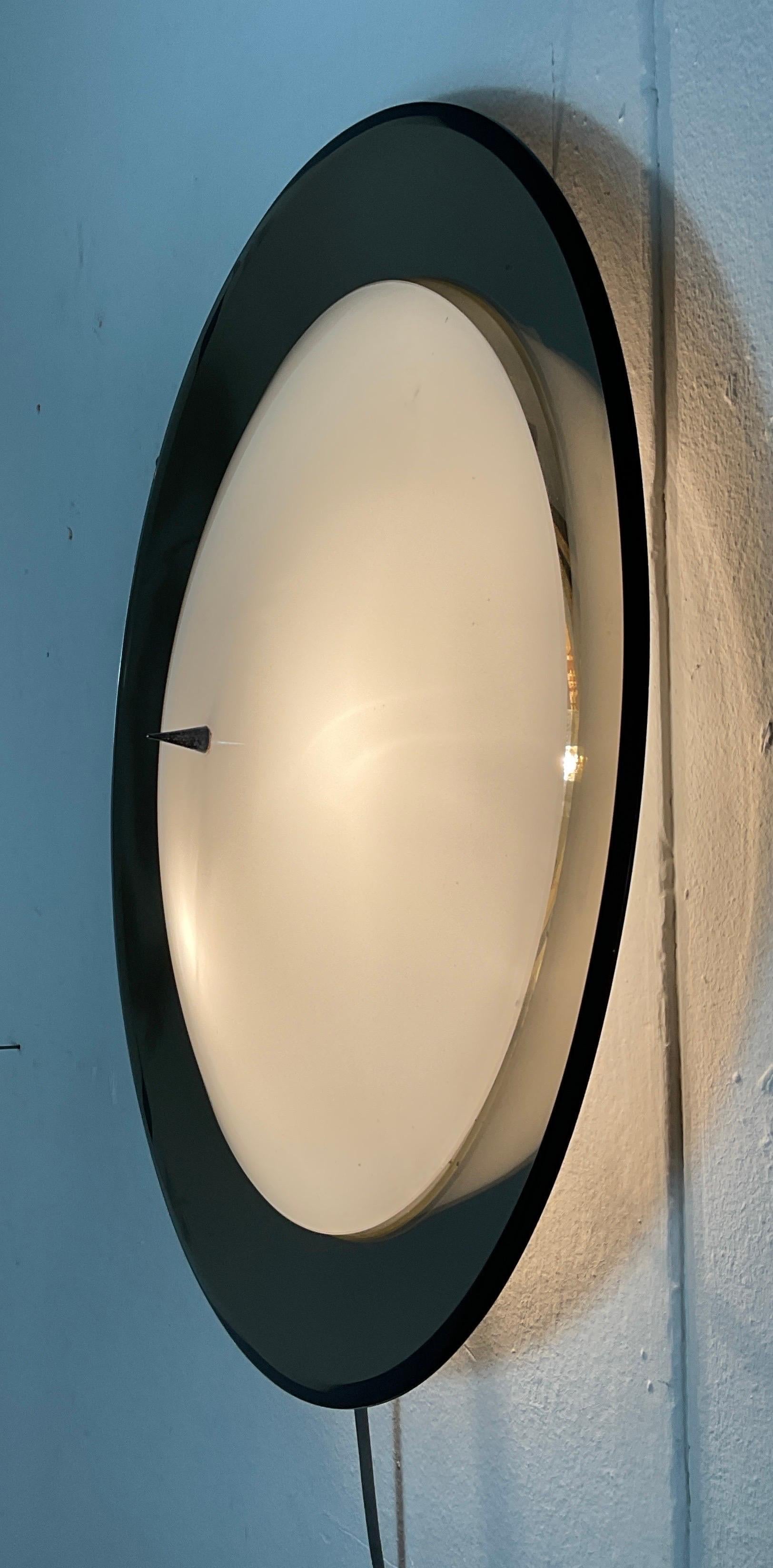 70s metal and glass ceiling light attributable to Stilnovo For Sale 11