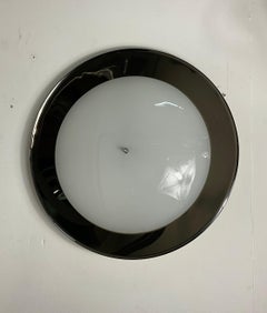 70s metal and glass ceiling light attributable to Stilnovo
