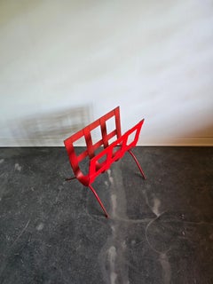 Mid-Century Modern Metal Stand, Powder-Coated Red, Slovenia, 1970s