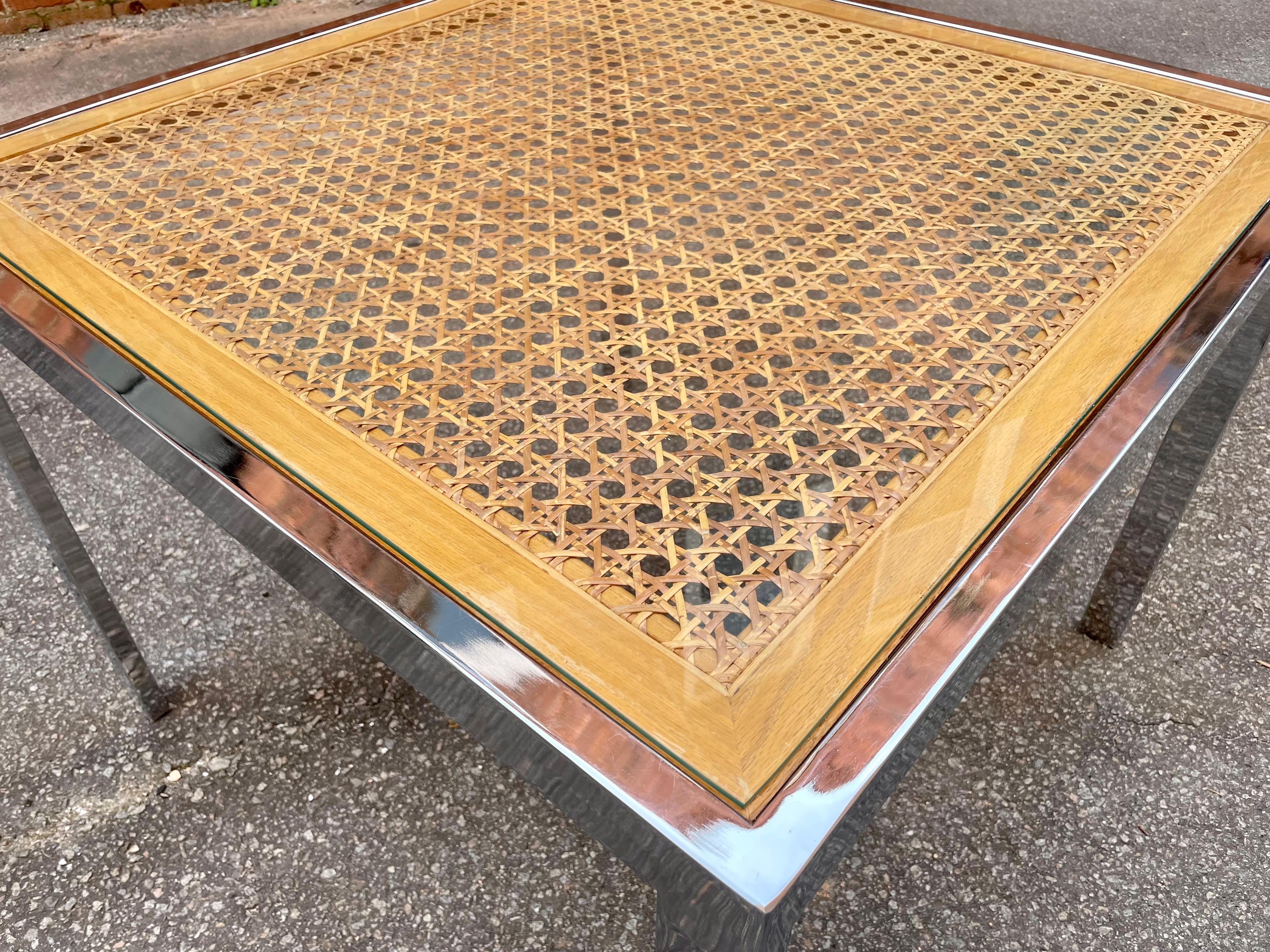 American 70s Mid Century DIA Chrome Rattan Dining Kitchen Table