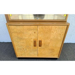 70's Milo Baughman Style Henredon Scene Two Olive Burl Display Cabinet