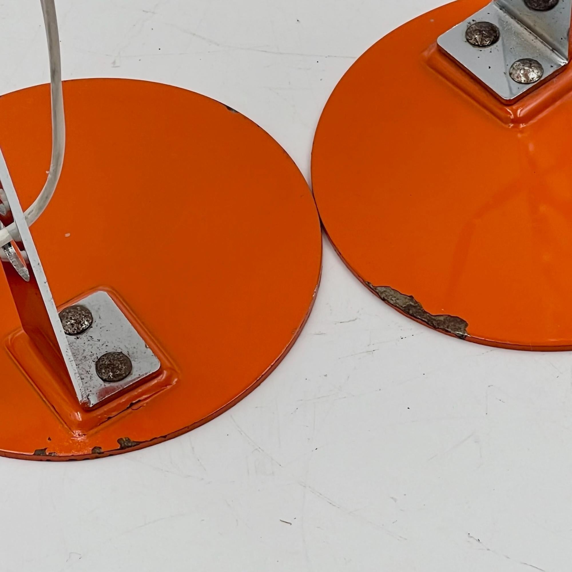 Minimalistische 70er Jahre Lampen von Targetti Sankey in Orange und Chrom - 2er-Set 2