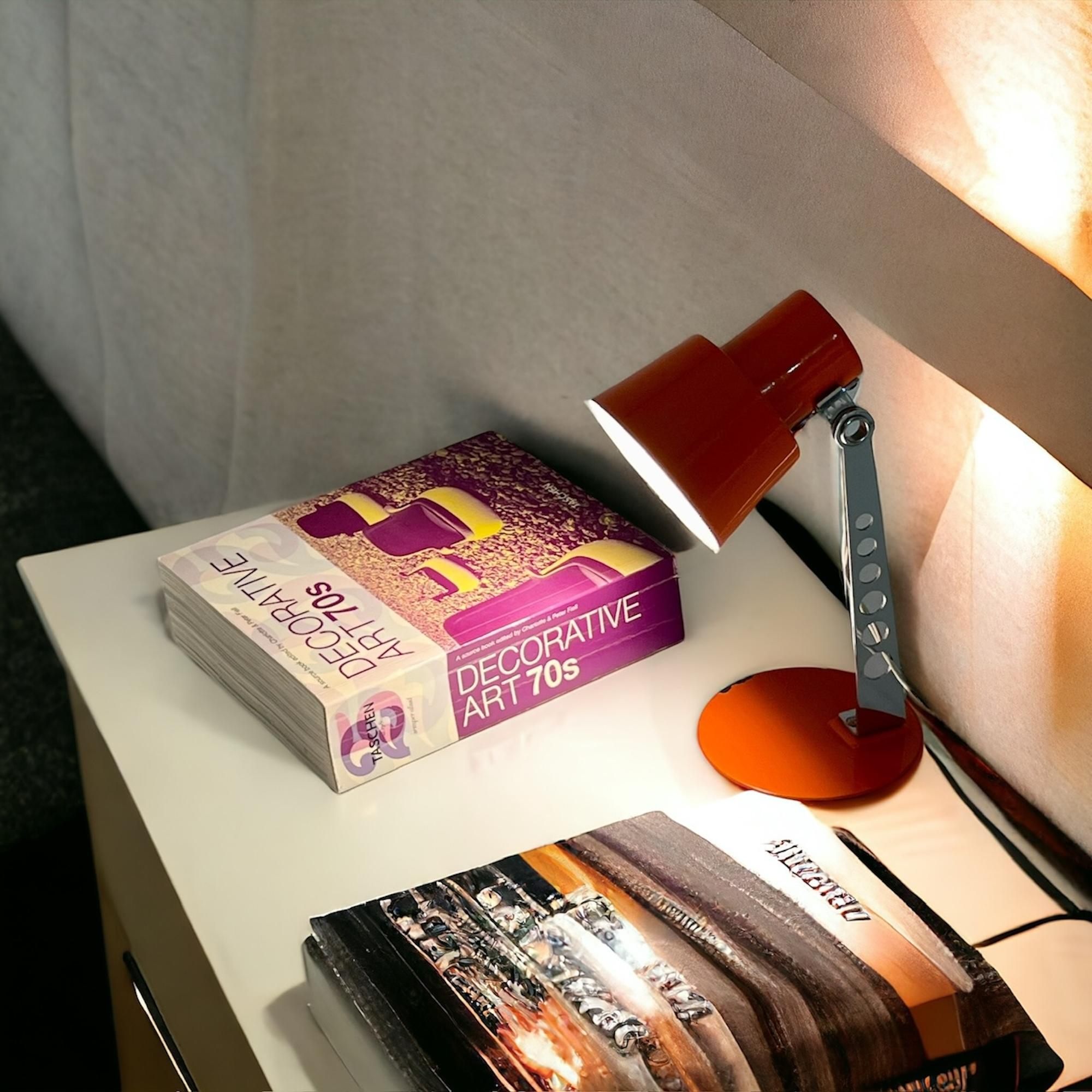 Minimalistische 70er Jahre Lampen von Targetti Sankey in Orange und Chrom - 2er-Set 3