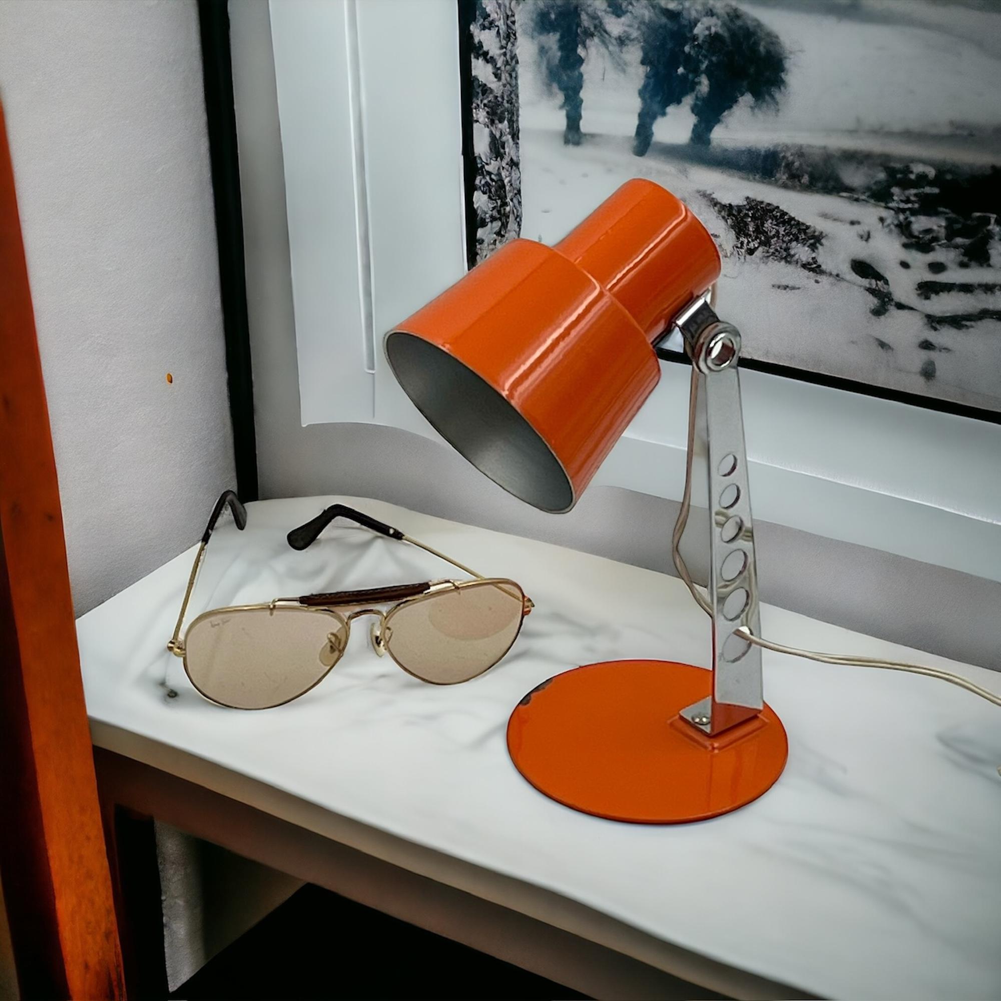 Minimalistische 70er Jahre Lampen von Targetti Sankey in Orange und Chrom - 2er-Set (Space Age)
