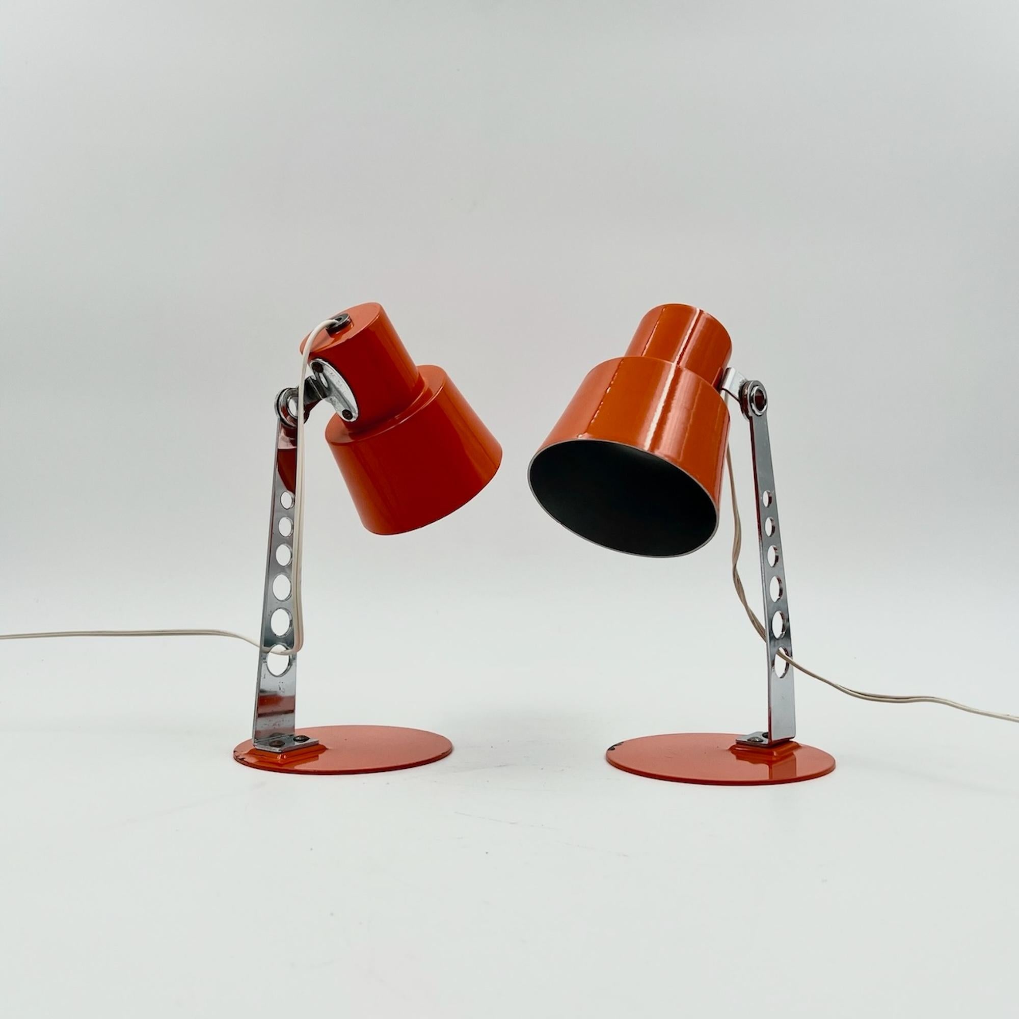 Minimalistische 70er Jahre Lampen von Targetti Sankey in Orange und Chrom - 2er-Set (Italienisch)