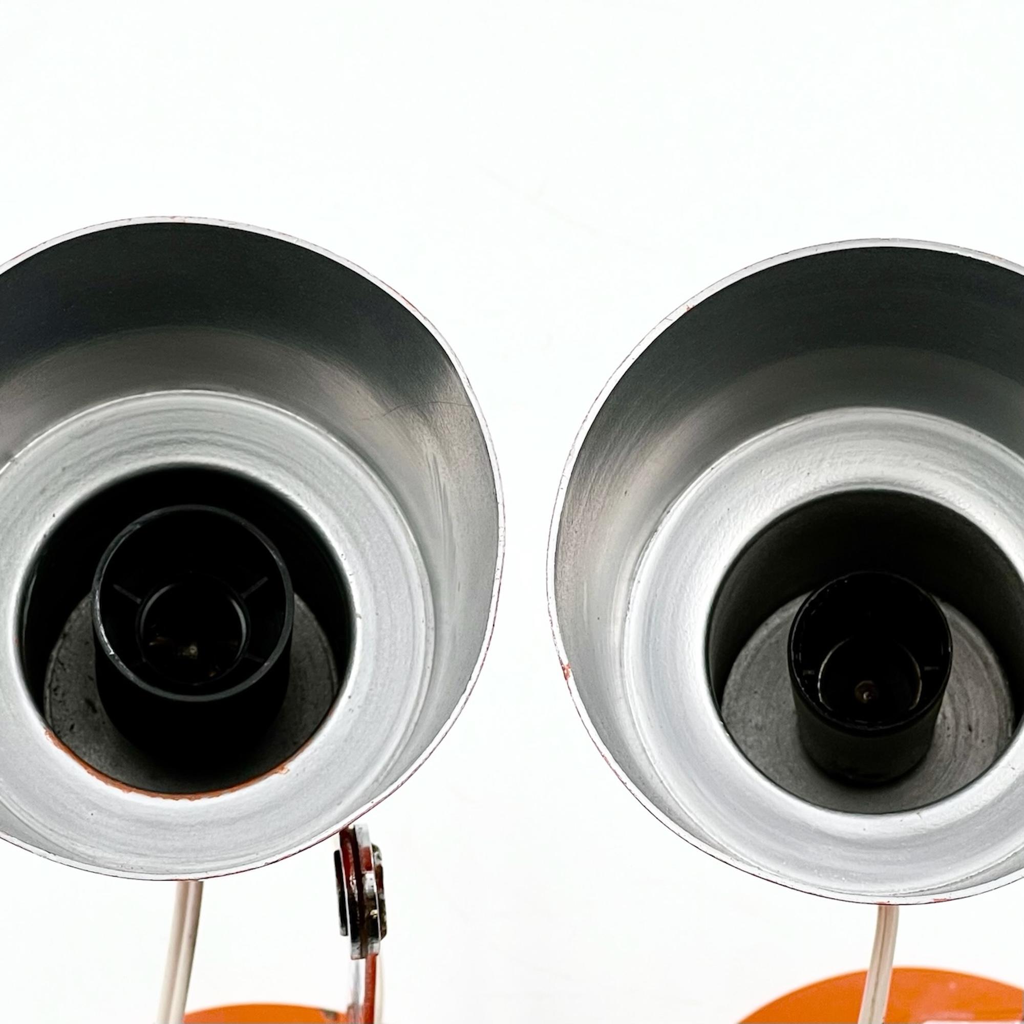 Minimalistische 70er Jahre Lampen von Targetti Sankey in Orange und Chrom - 2er-Set (Metall)