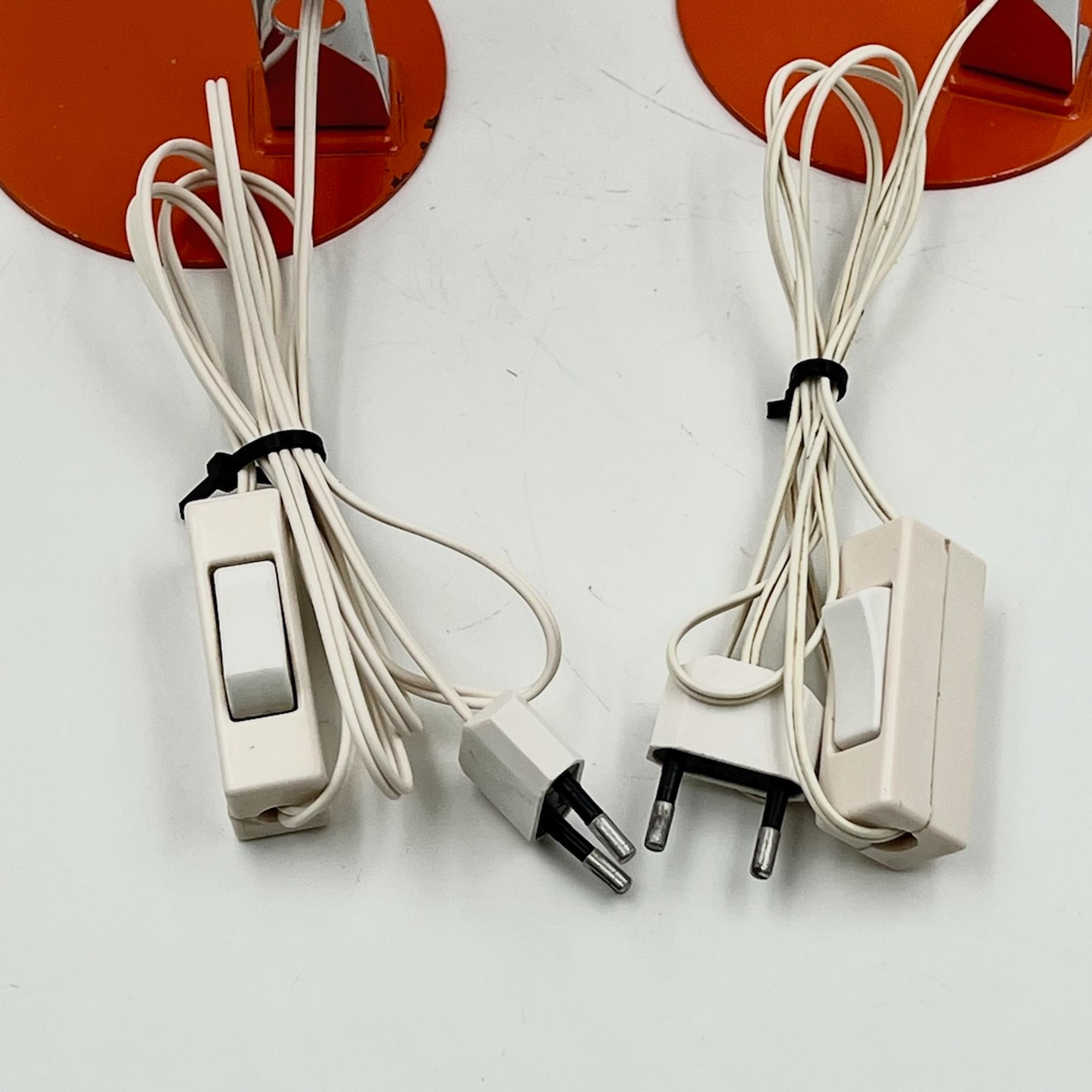 Minimalistische 70er Jahre Lampen von Targetti Sankey in Orange und Chrom - 2er-Set 1