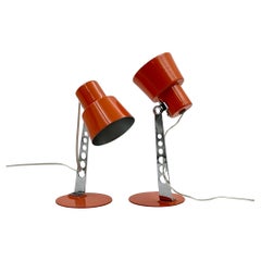 70s Minimalistic Lamps by Targetti Sankey in Orange and Chrome - Set of 2
