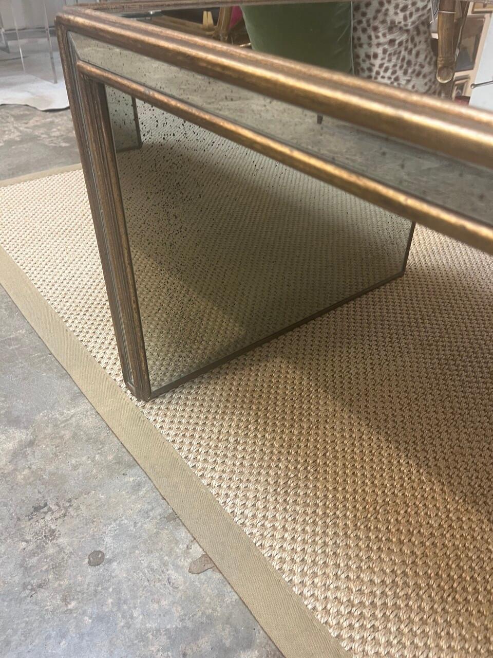 Hollywood Regency 70's Mirrored Waterfall Coffee Table For Sale