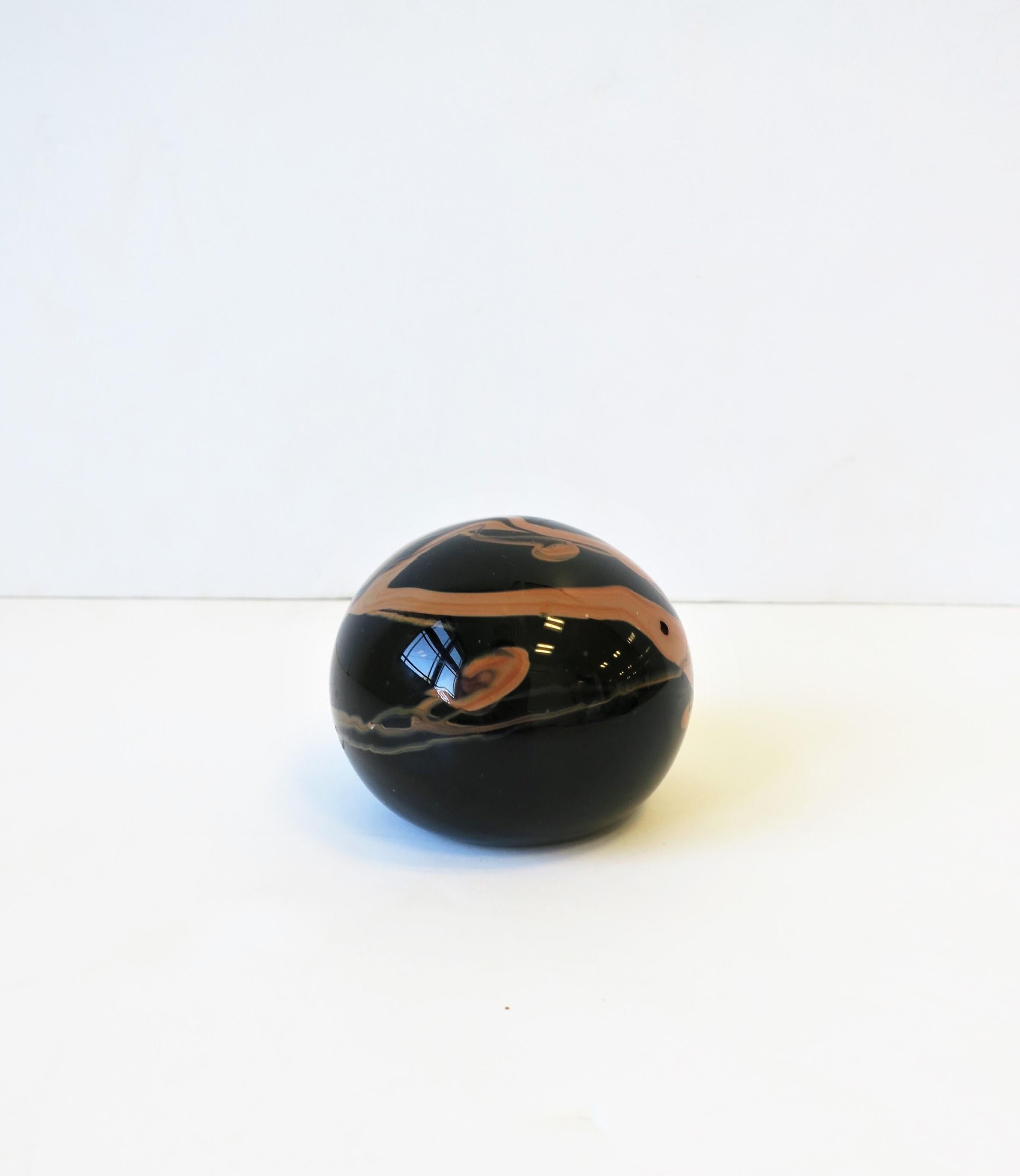 Modern Black Art Glass Paperweight or Decorative Object, circa 1970s For Sale 3