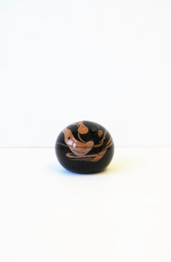 Black Art Glass Sphere Paperweight Decorative Object