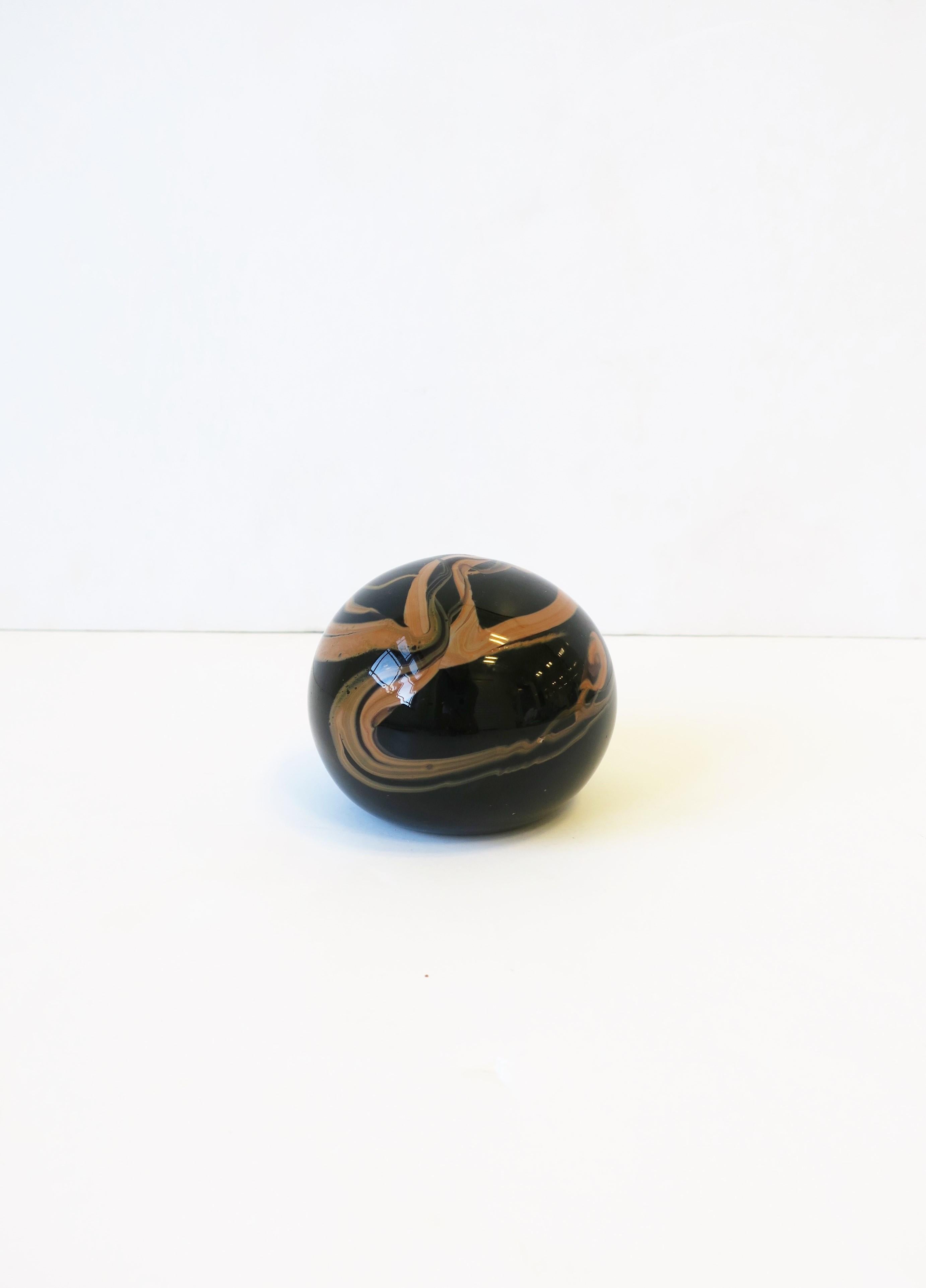Late 20th Century Modern Black Art Glass Paperweight or Decorative Object, circa 1970s For Sale