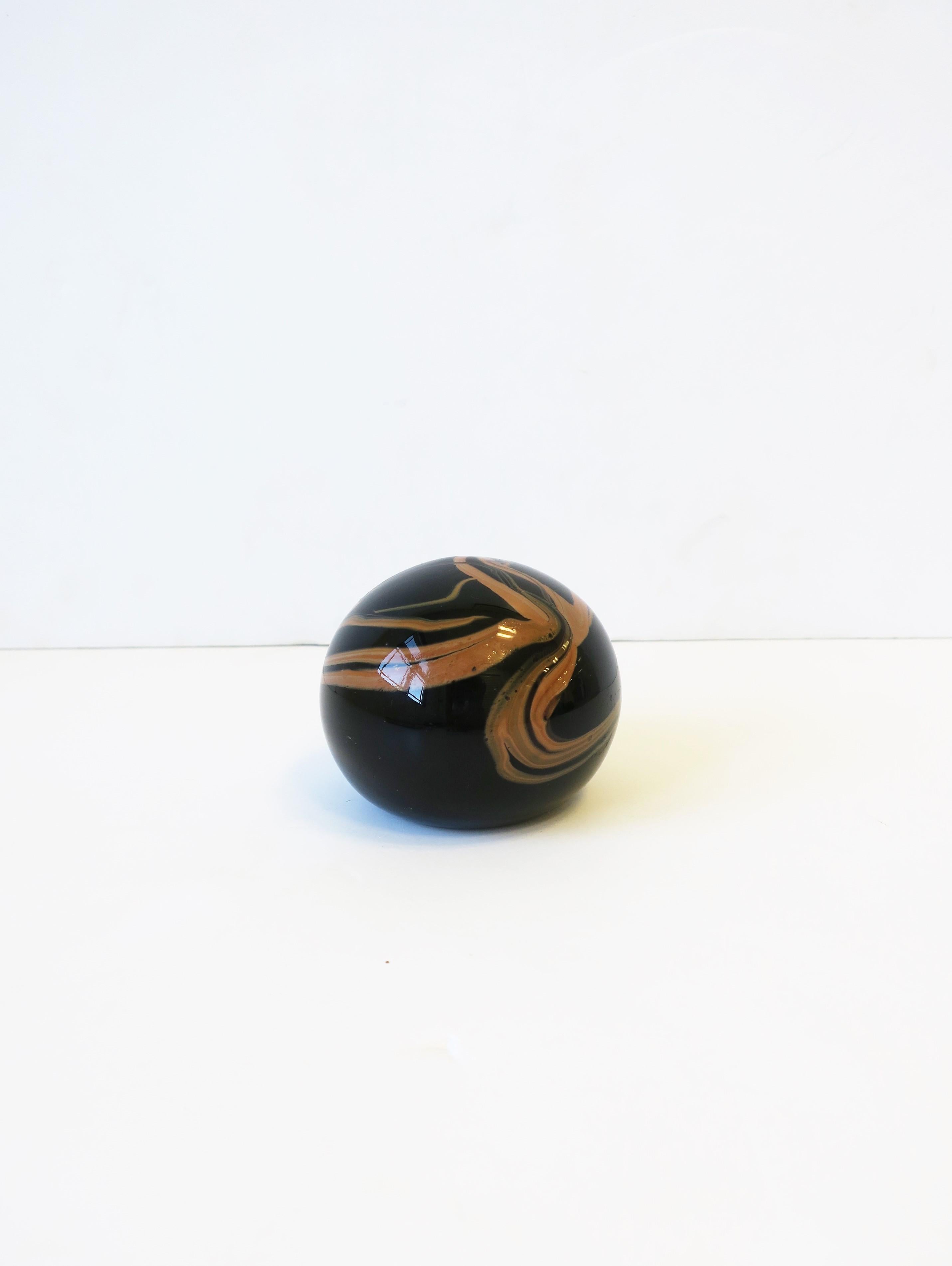 Blown Glass Modern Black Art Glass Paperweight or Decorative Object, circa 1970s For Sale