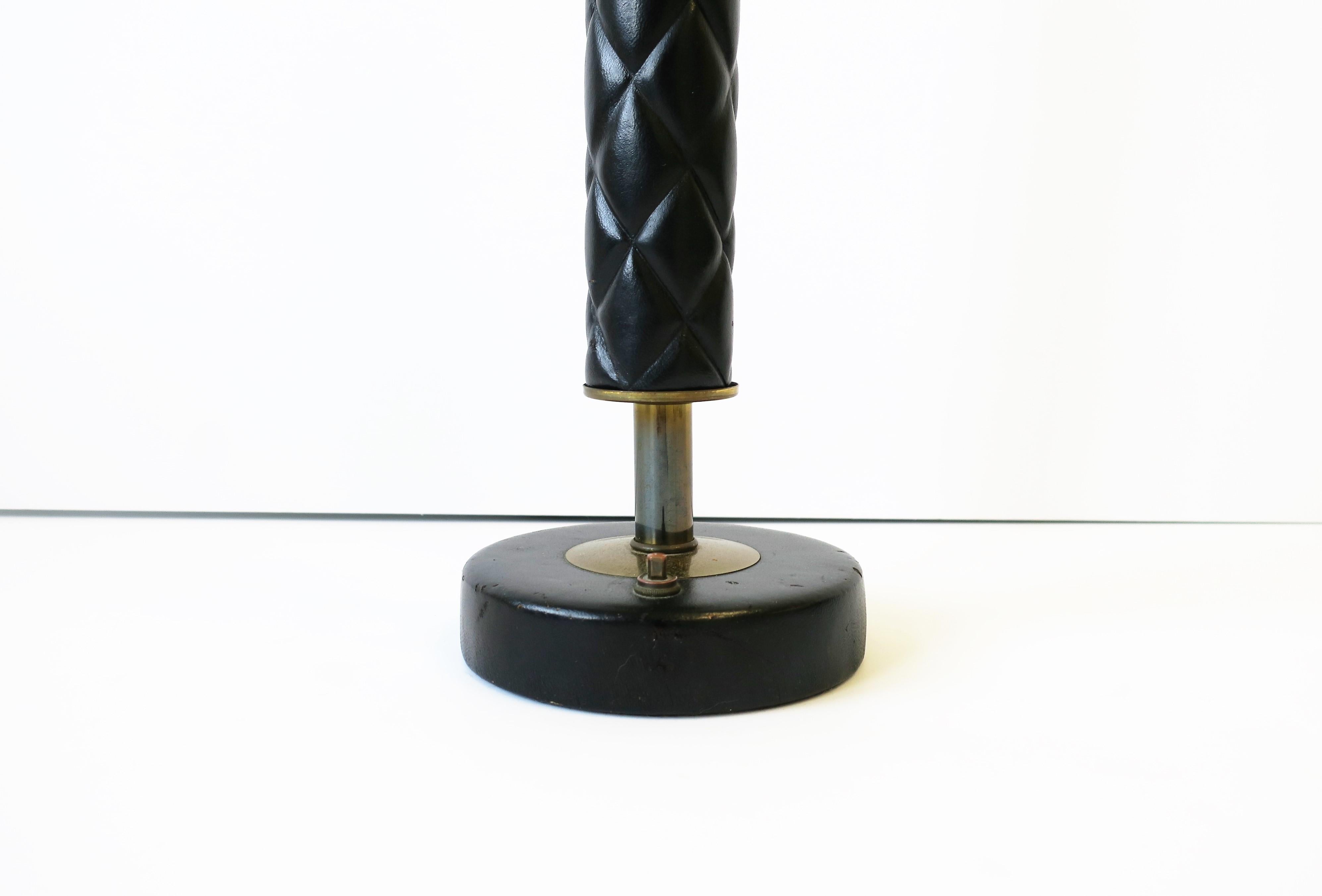 Modern Black Leather and Brass Desk or Table Lamp, 1970s 6