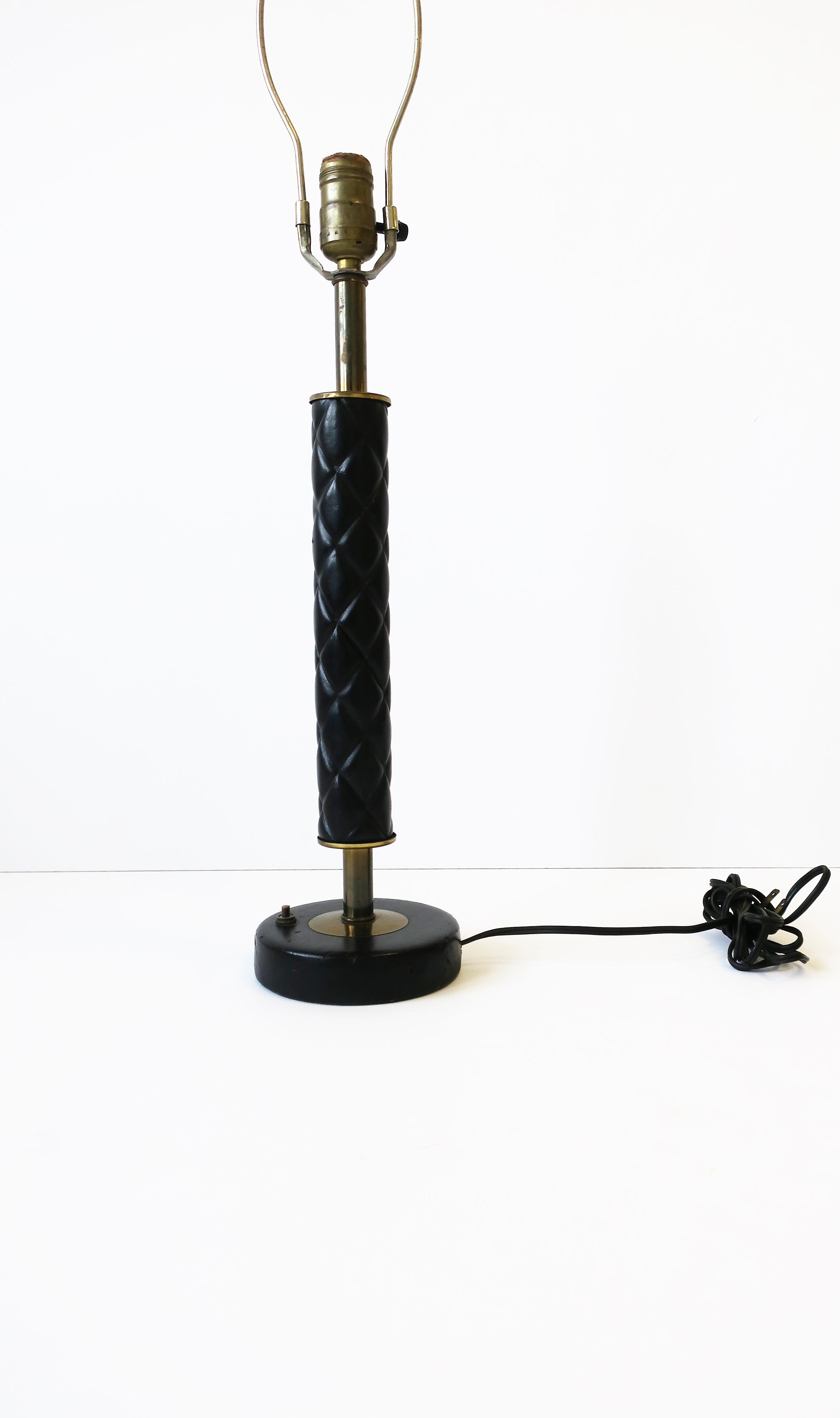 Modern Black Leather and Brass Desk or Table Lamp, 1970s 7