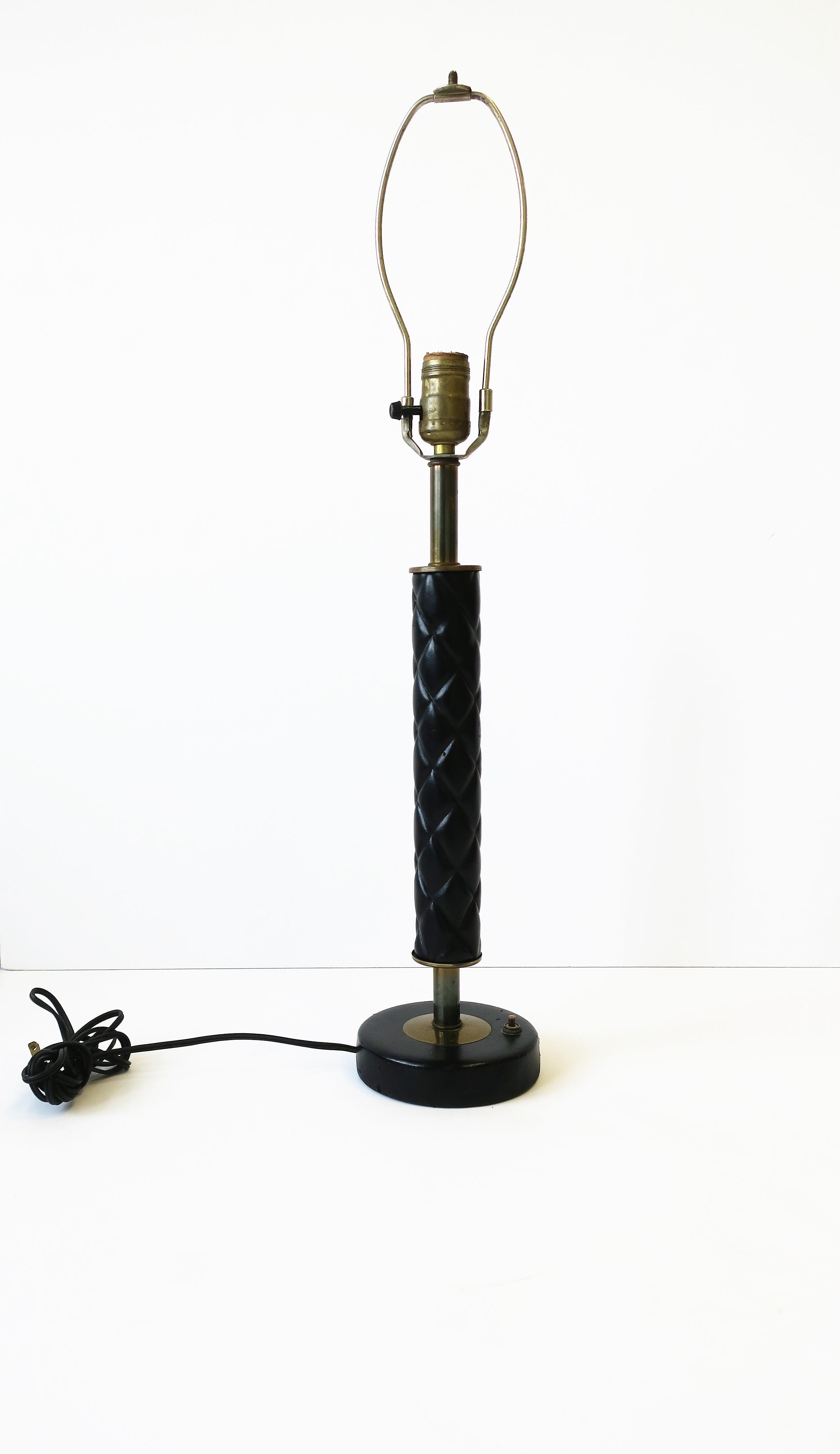Modern Black Leather and Brass Desk or Table Lamp, 1970s 8