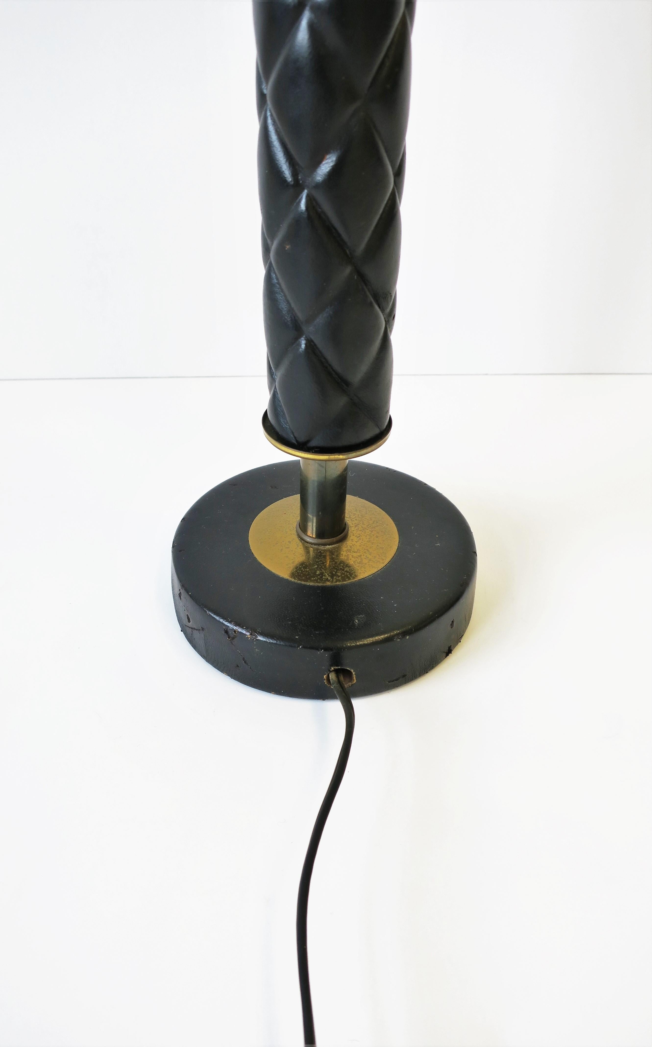 Modern Black Leather and Brass Desk or Table Lamp, 1970s 9