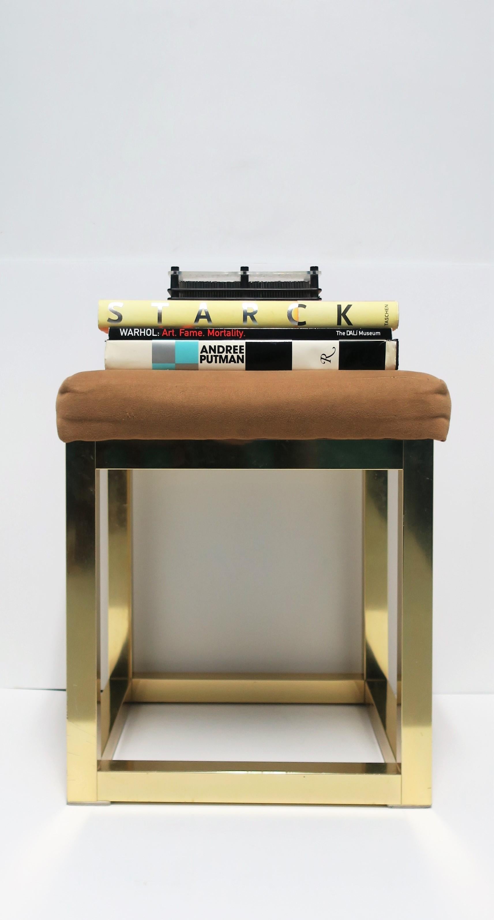 Late 20th Century 1970s Modern Brass Bench or Stool in the Style of Designer Paul Evans For Sale