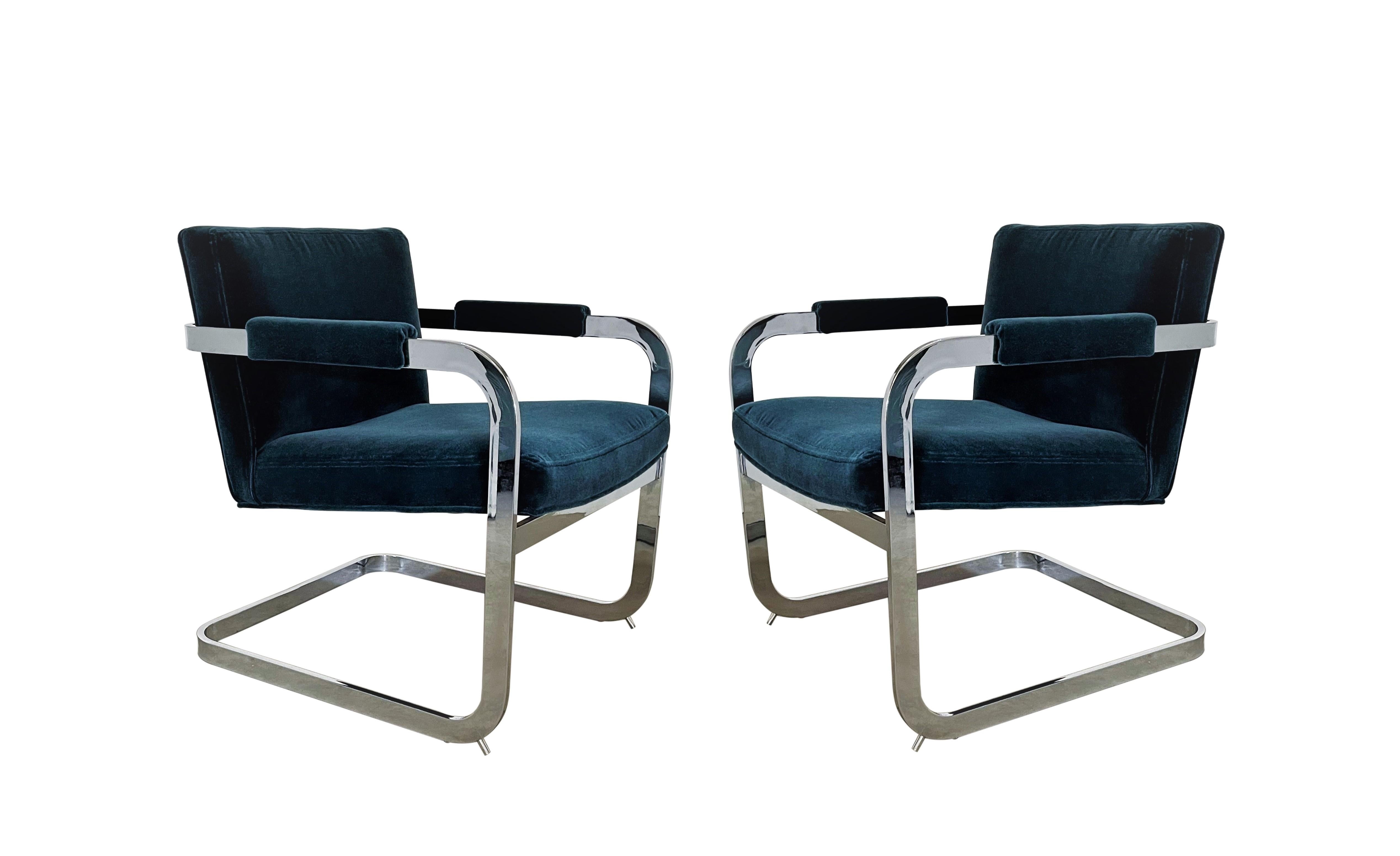 Mid-Century Modern 70's Modern Cantilever Armchairs by Milo Baughman for Thayer Coggin