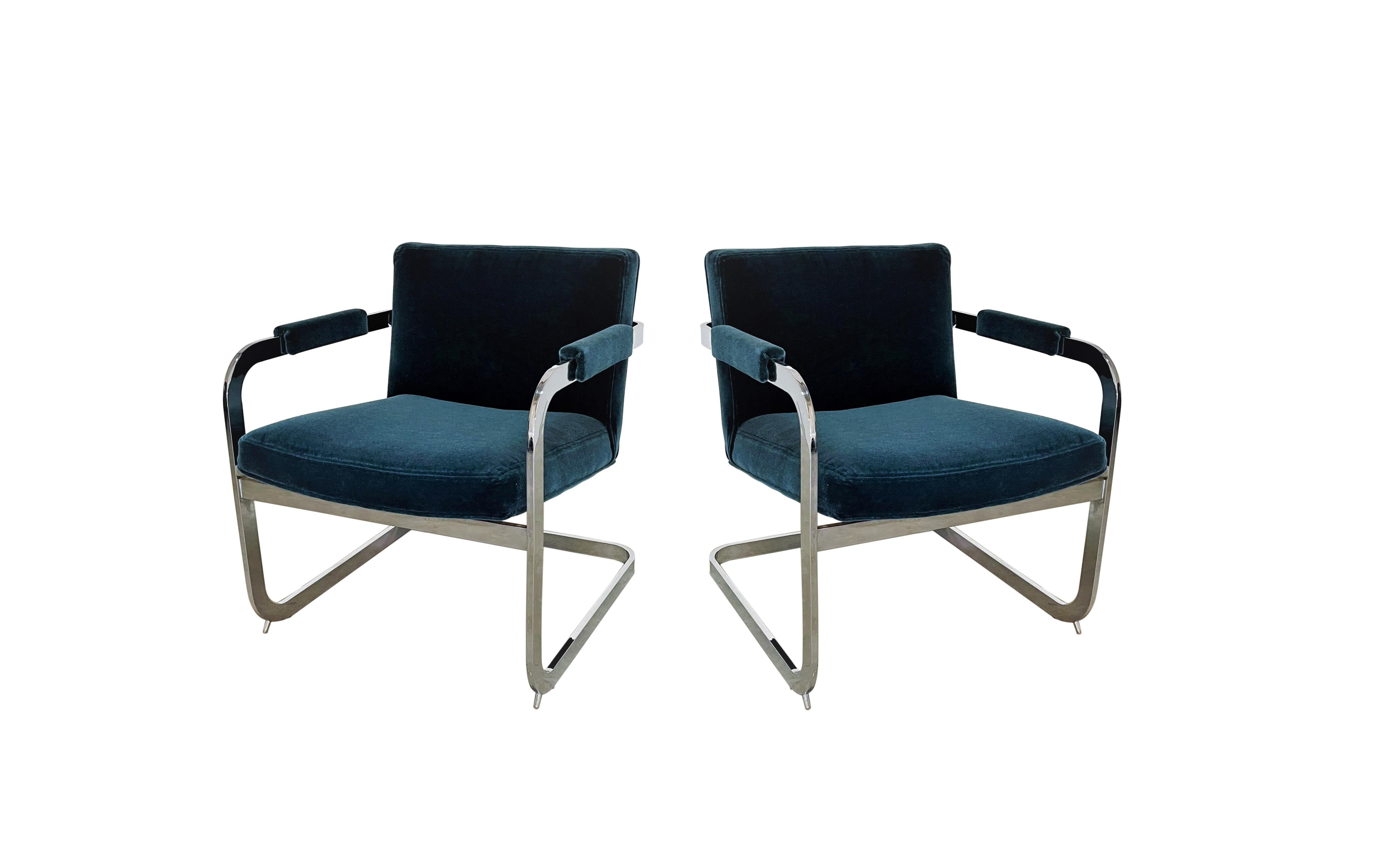 American 70's Modern Cantilever Armchairs by Milo Baughman for Thayer Coggin